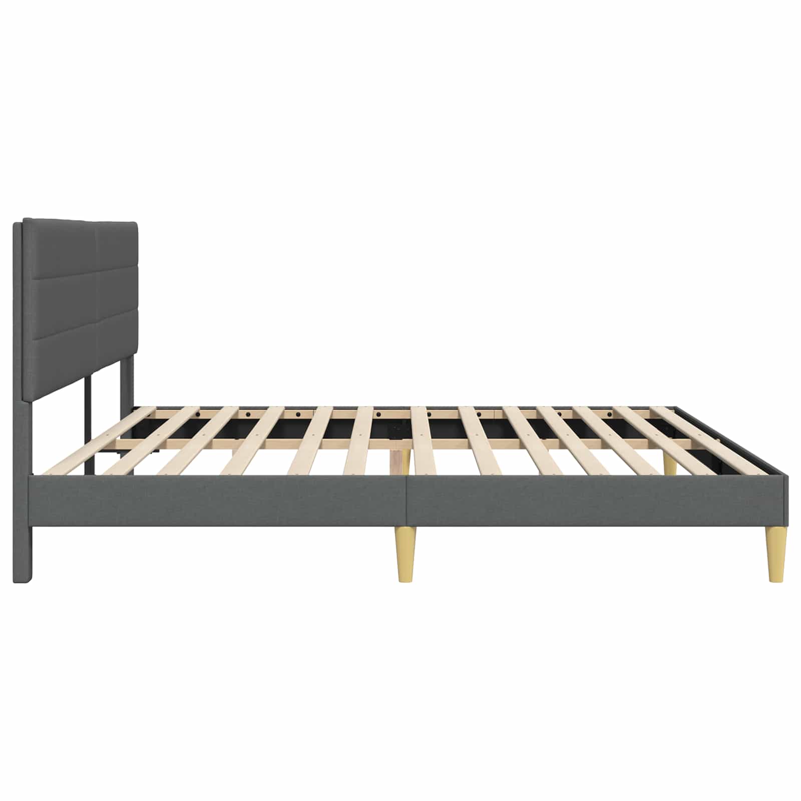 Cadre de lit avec tête de lit Gris foncé 200 x 200 cm Tissu - XIOS
