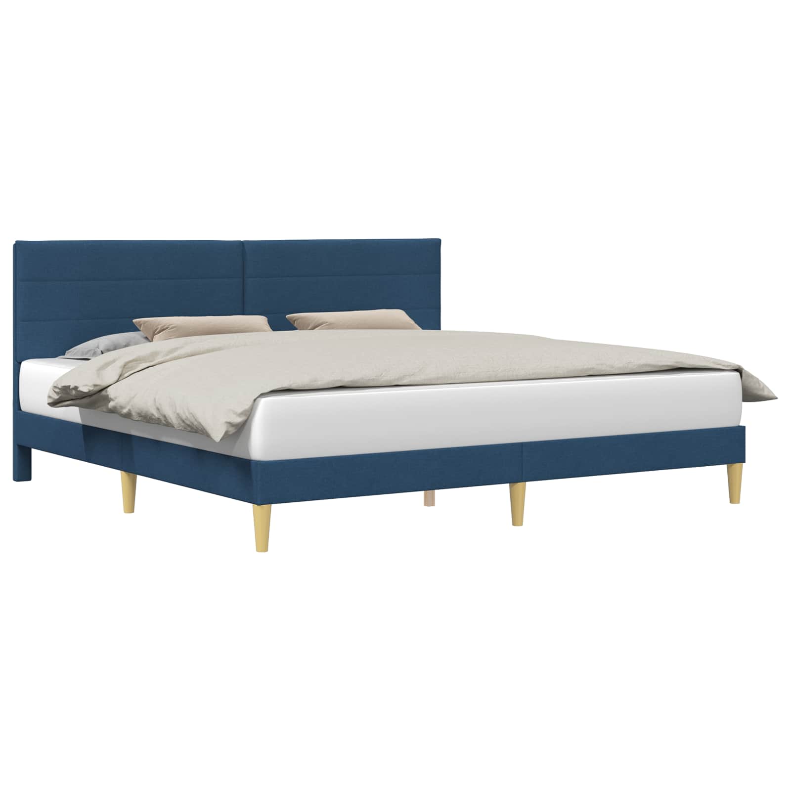 Cadre de lit avec tête de lit Bleu 200 x 200 cm Tissu - XIOS