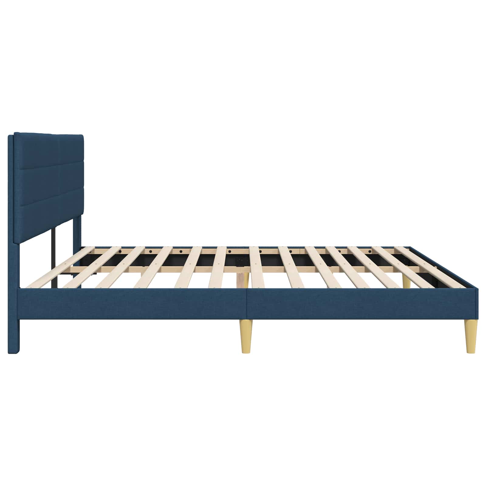 Cadre de lit avec tête de lit Bleu 200 x 200 cm Tissu - XIOS