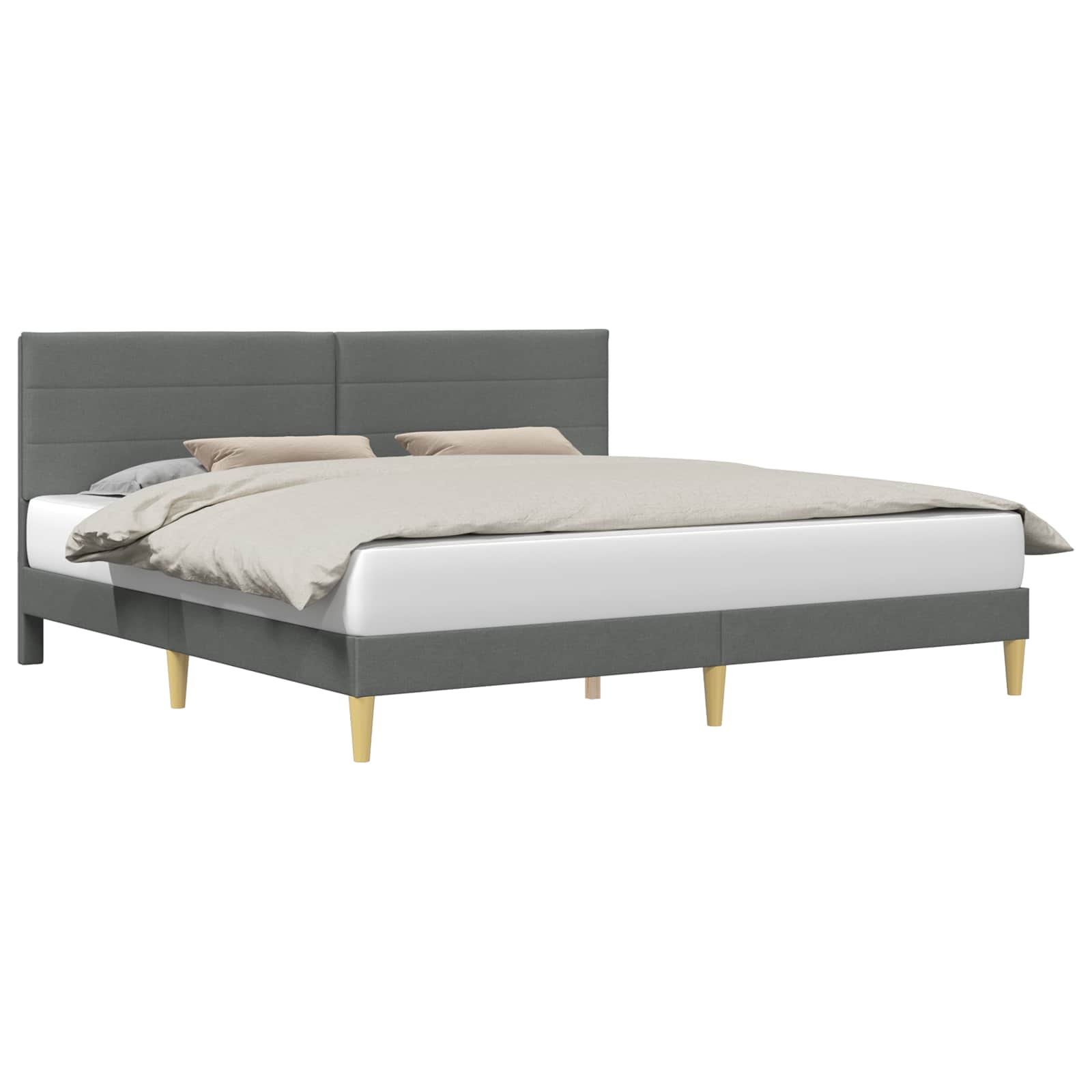 Cadre de lit avec tête de lit Gris foncé 183 x 213 cm Tissu - XIOS