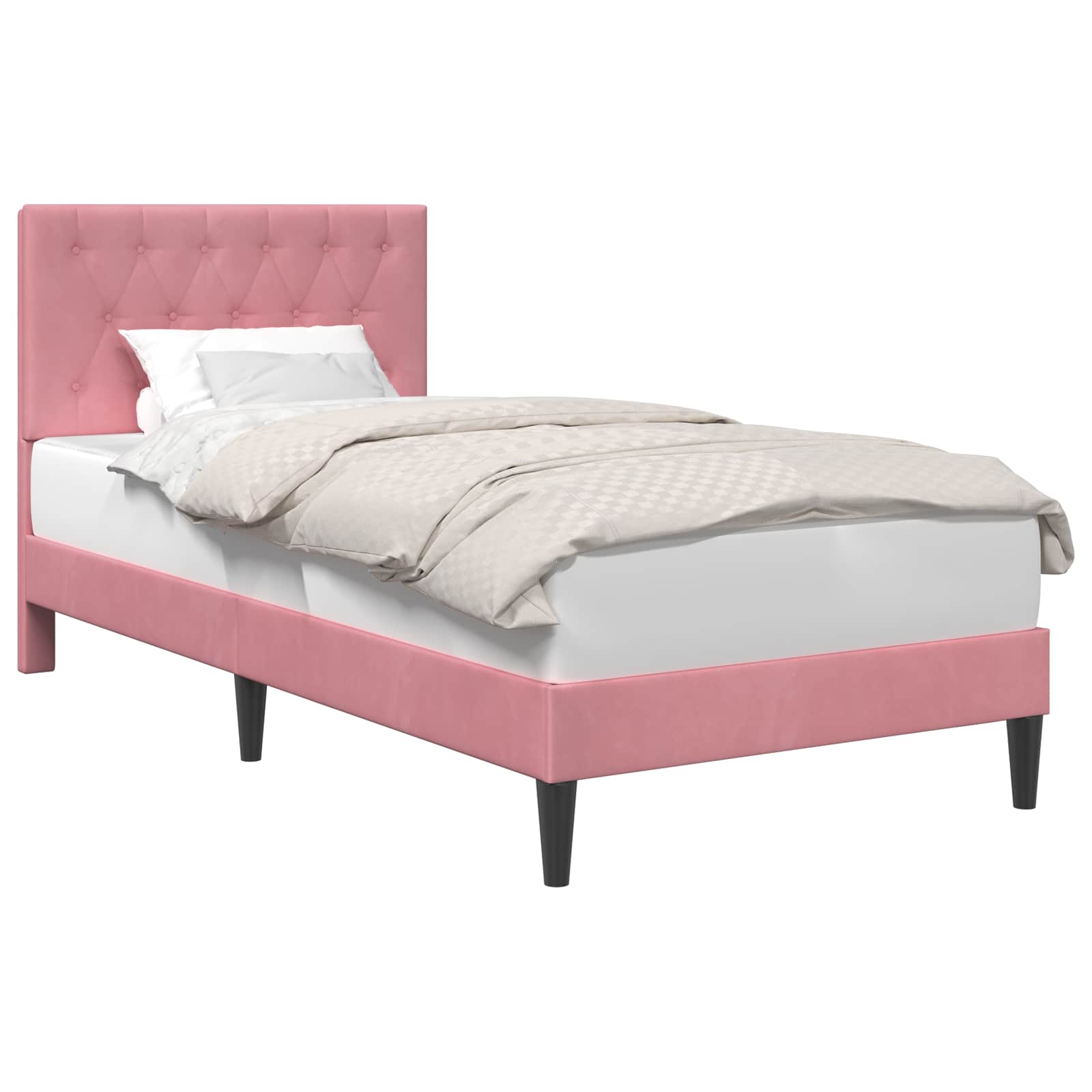 Cadre de lit avec tête de lit Rose 80 x 200 cm Velours - XIOS