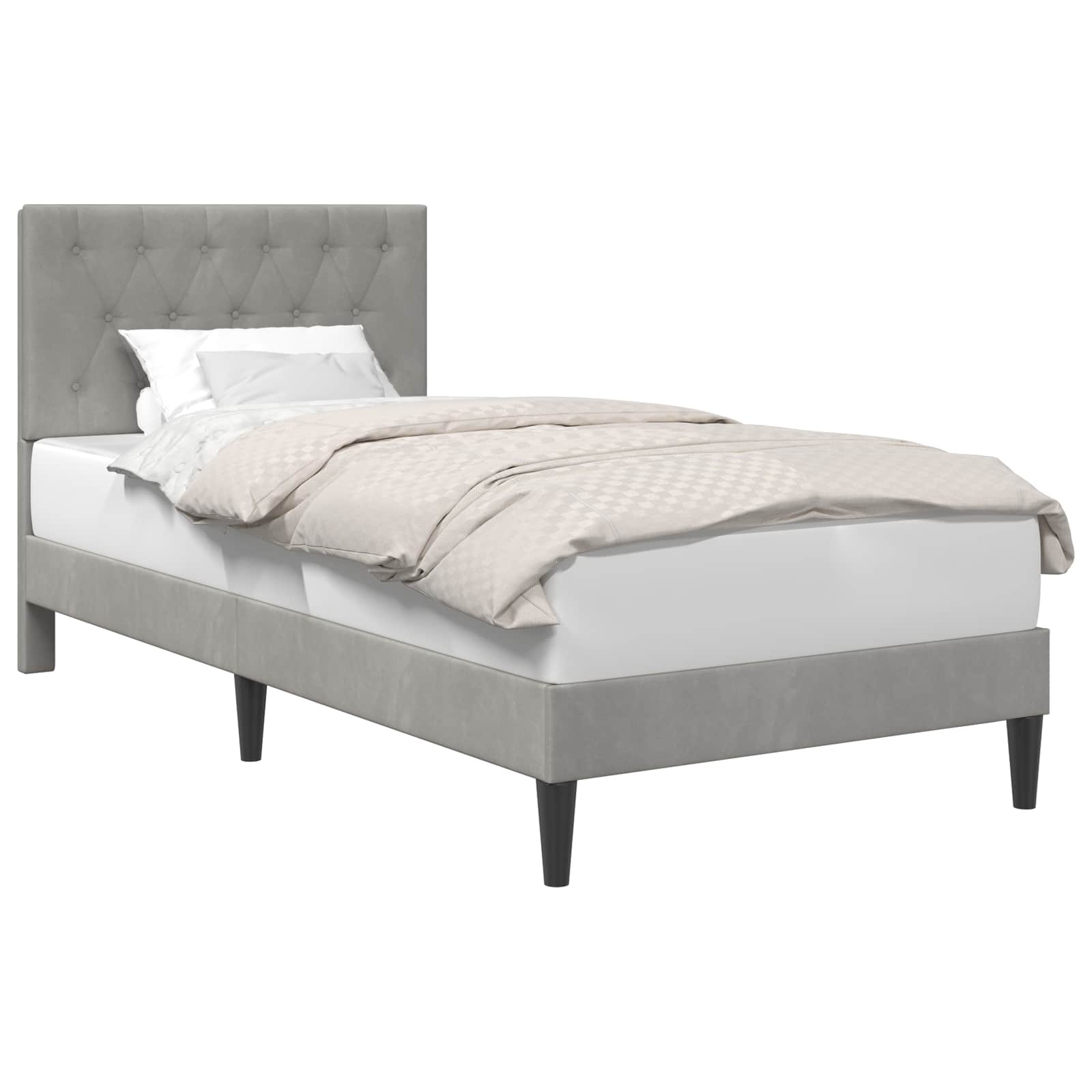 Cadre de lit avec tête de lit Gris clair 90 x 190 cm Velours - XIOS