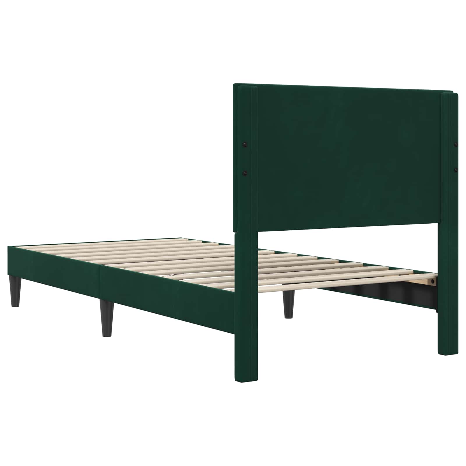 Cadre de lit avec tête de lit Vert foncé 90 x 190 cm Velours - XIOS