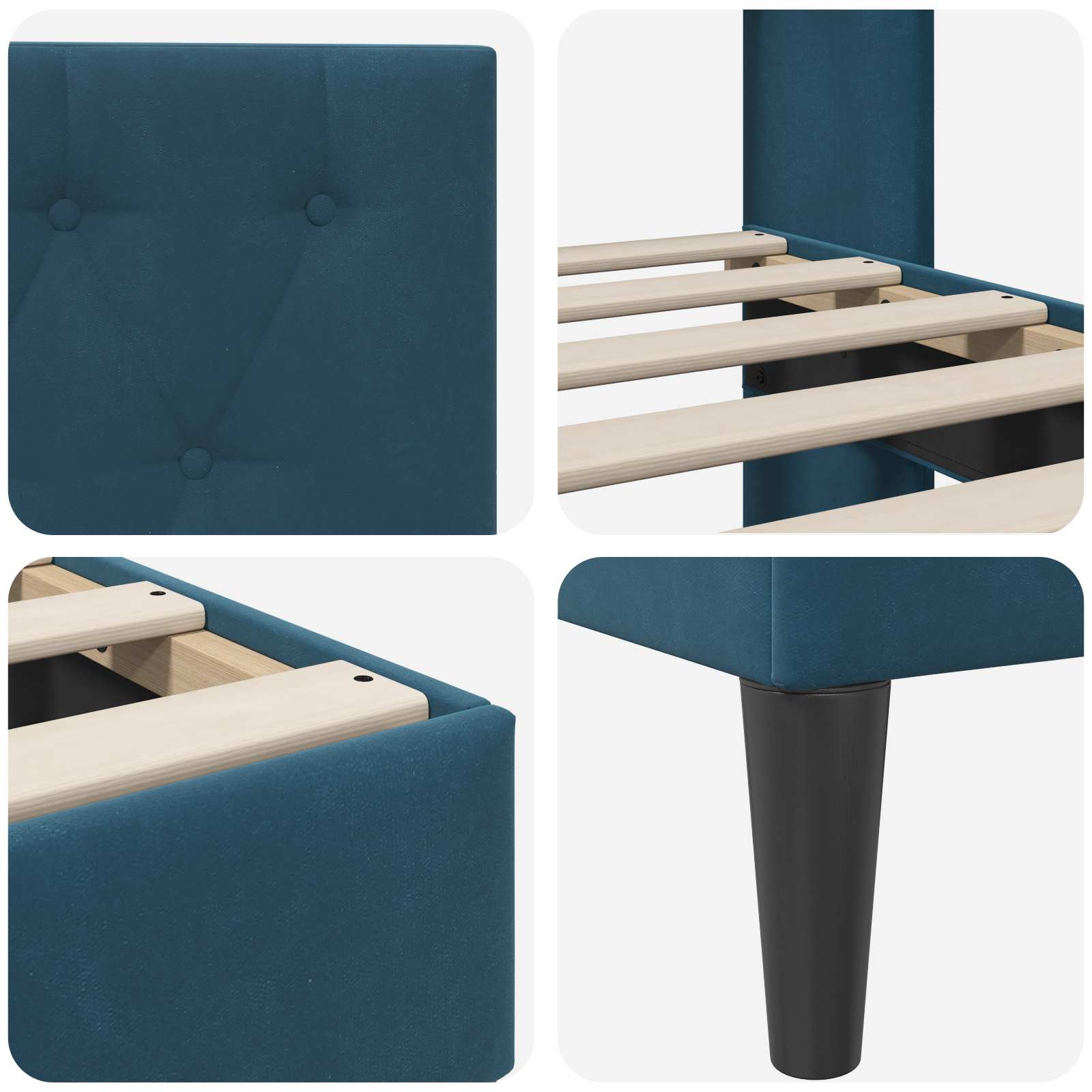 Cadre de lit avec tête de lit Bleu 90 x 190 cm Velours - XIOS