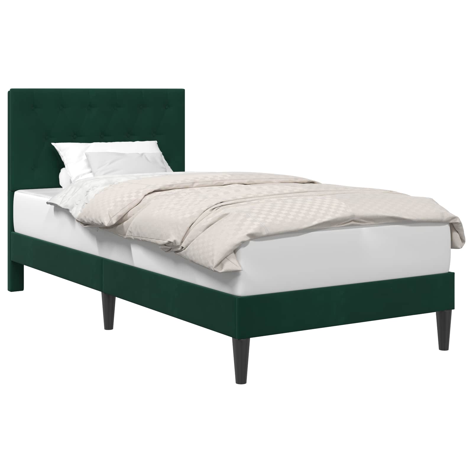 Cadre de lit avec tête de lit Vert foncé 100 x 200 cm Velours - XIOS