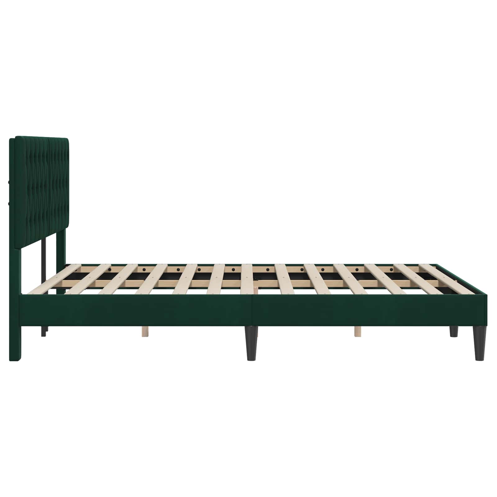 Cadre de lit avec tête de lit Vert foncé 140 x 190 cm Velours - XIOS