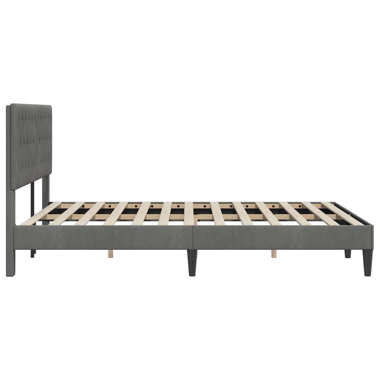 Cadre de lit avec tête de lit Gris foncé 140 x 200 cm Velours - XIOS