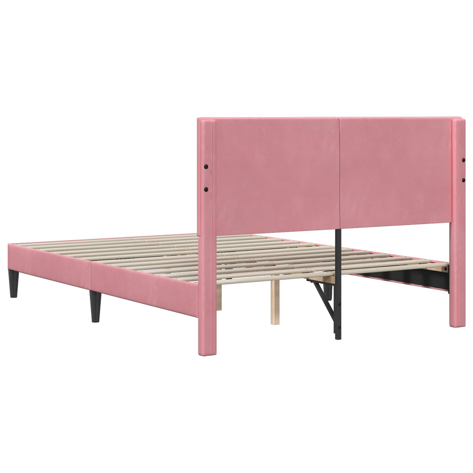 Cadre de lit avec tête de lit Rose 140 x 200 cm Velours - XIOS