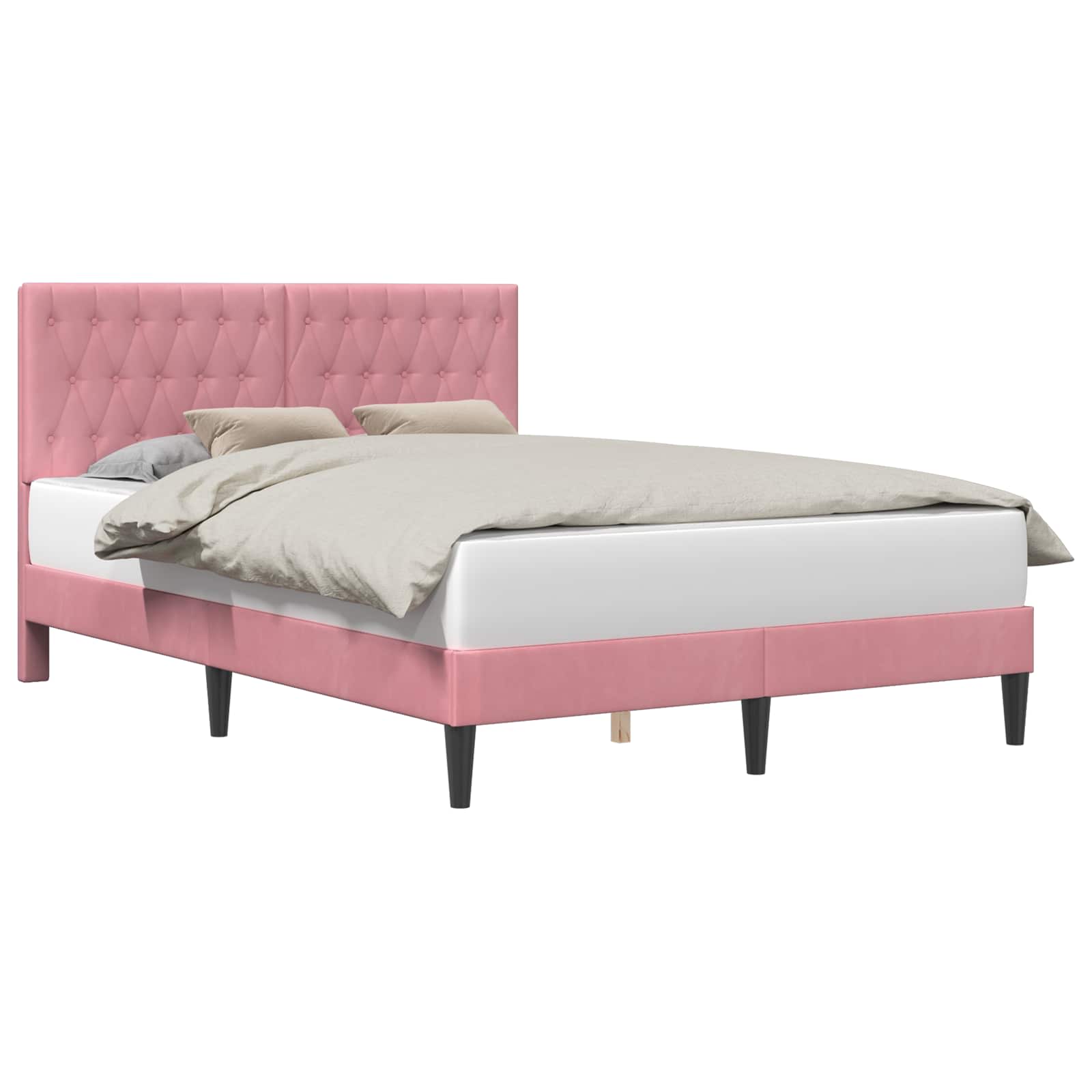 Cadre de lit avec tête de lit Rose 160 x 200 cm Velours - XIOS