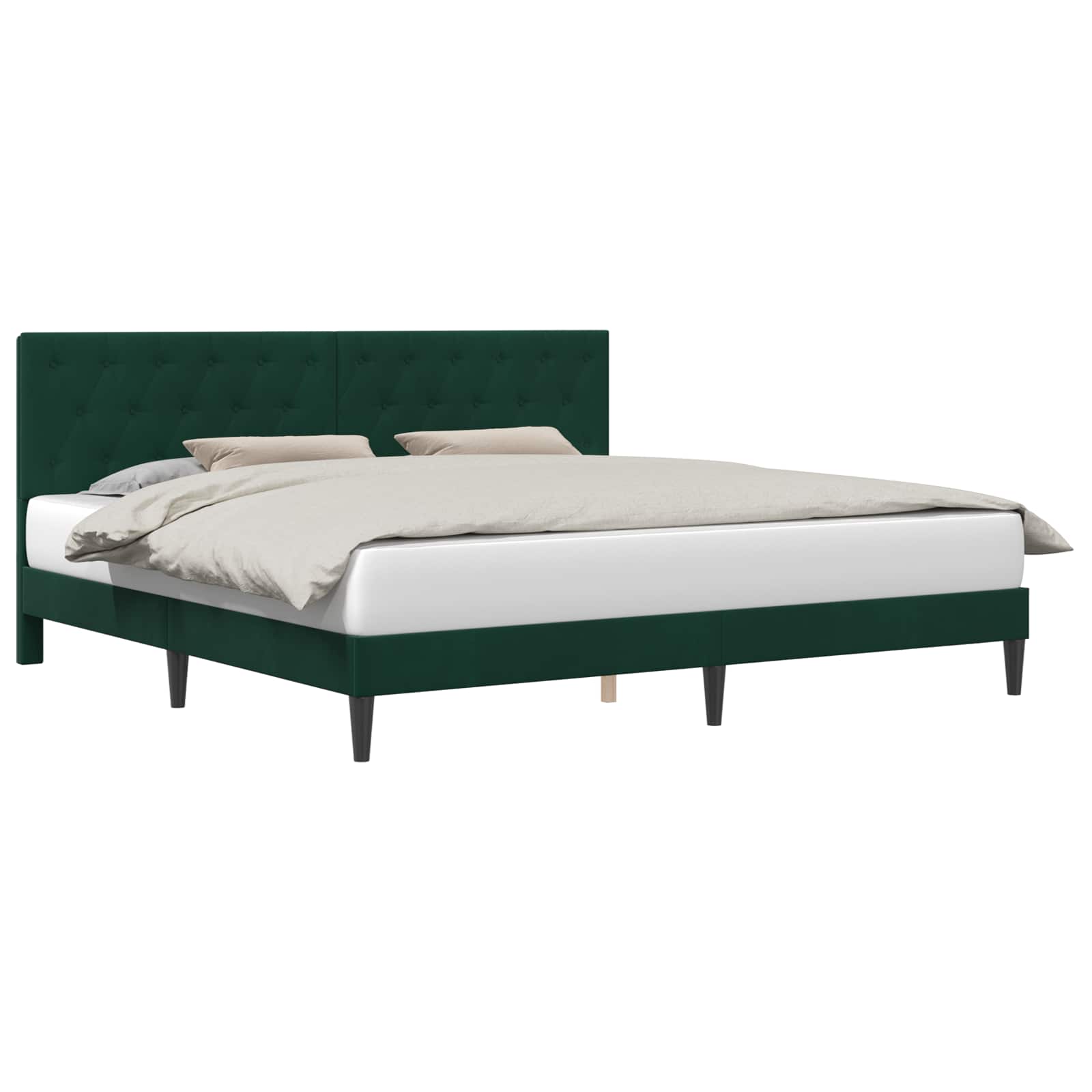 Cadre de lit avec tête de lit Vert foncé 180 x 200 cm Velours - XIOS