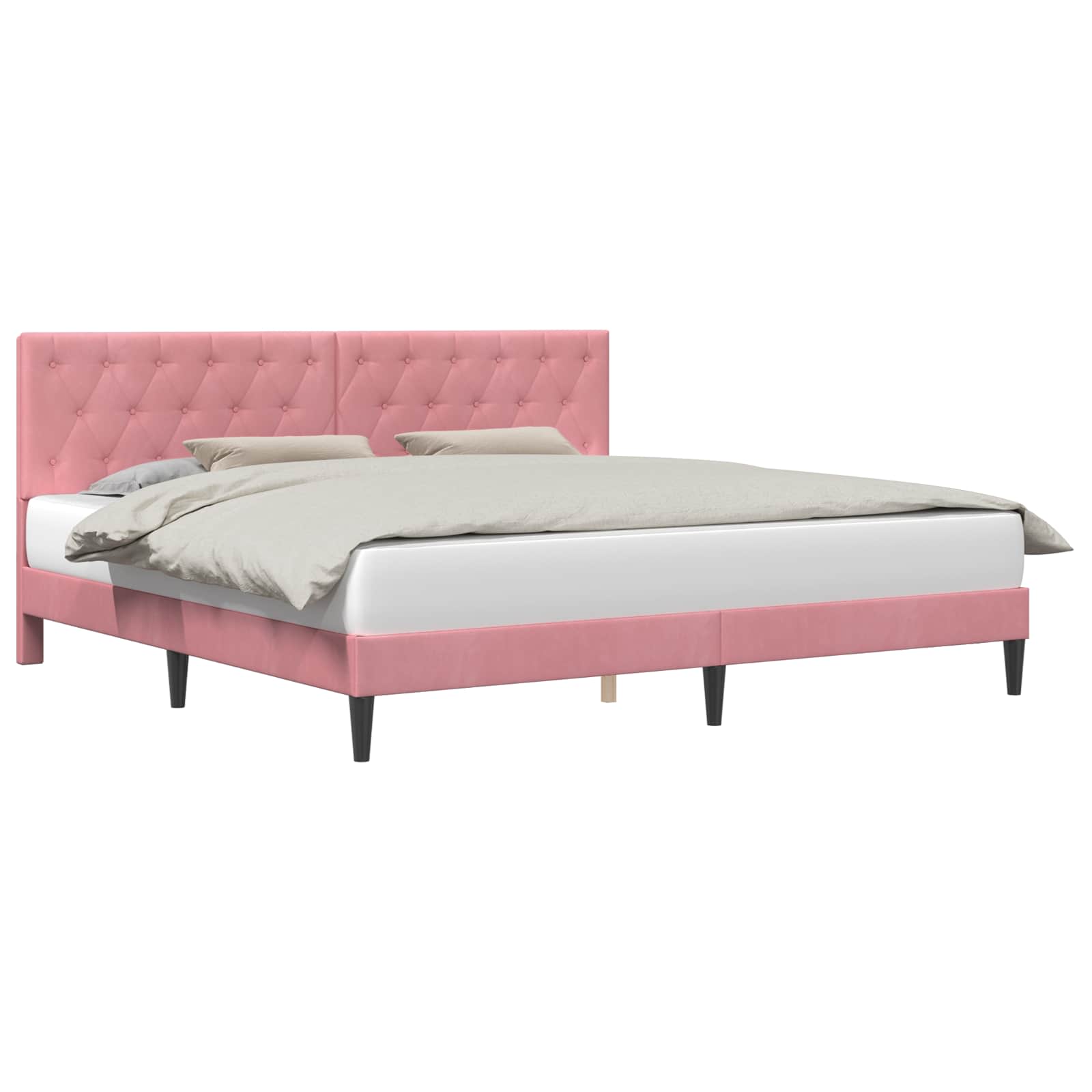 Cadre de lit avec tête de lit Rose 200 x 200 cm Velours - XIOS