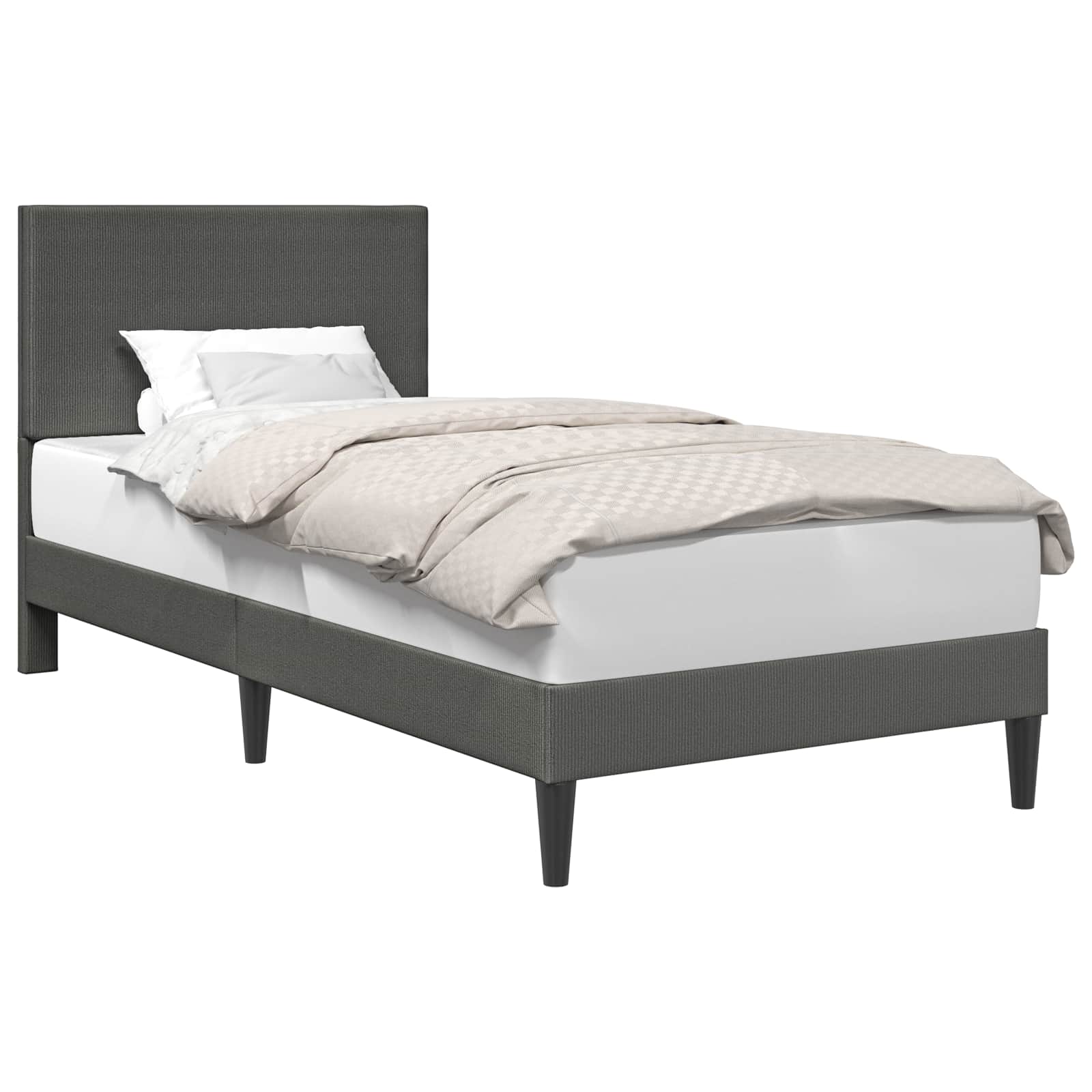Cadre de lit Gris foncé 90 x 200 cm Tissu en velours côtelé - XIOS