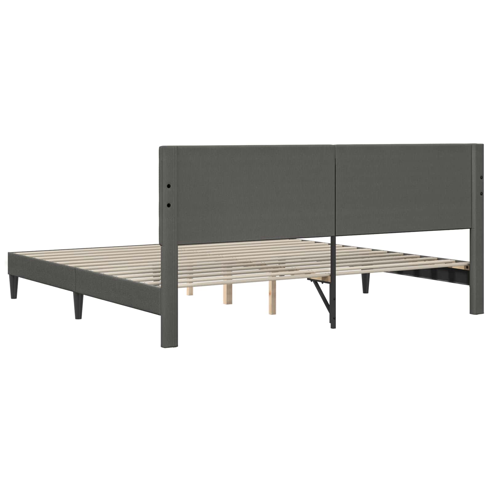 Cadre de lit Gris foncé 200 x 200 cm Tissu en velours côtelé