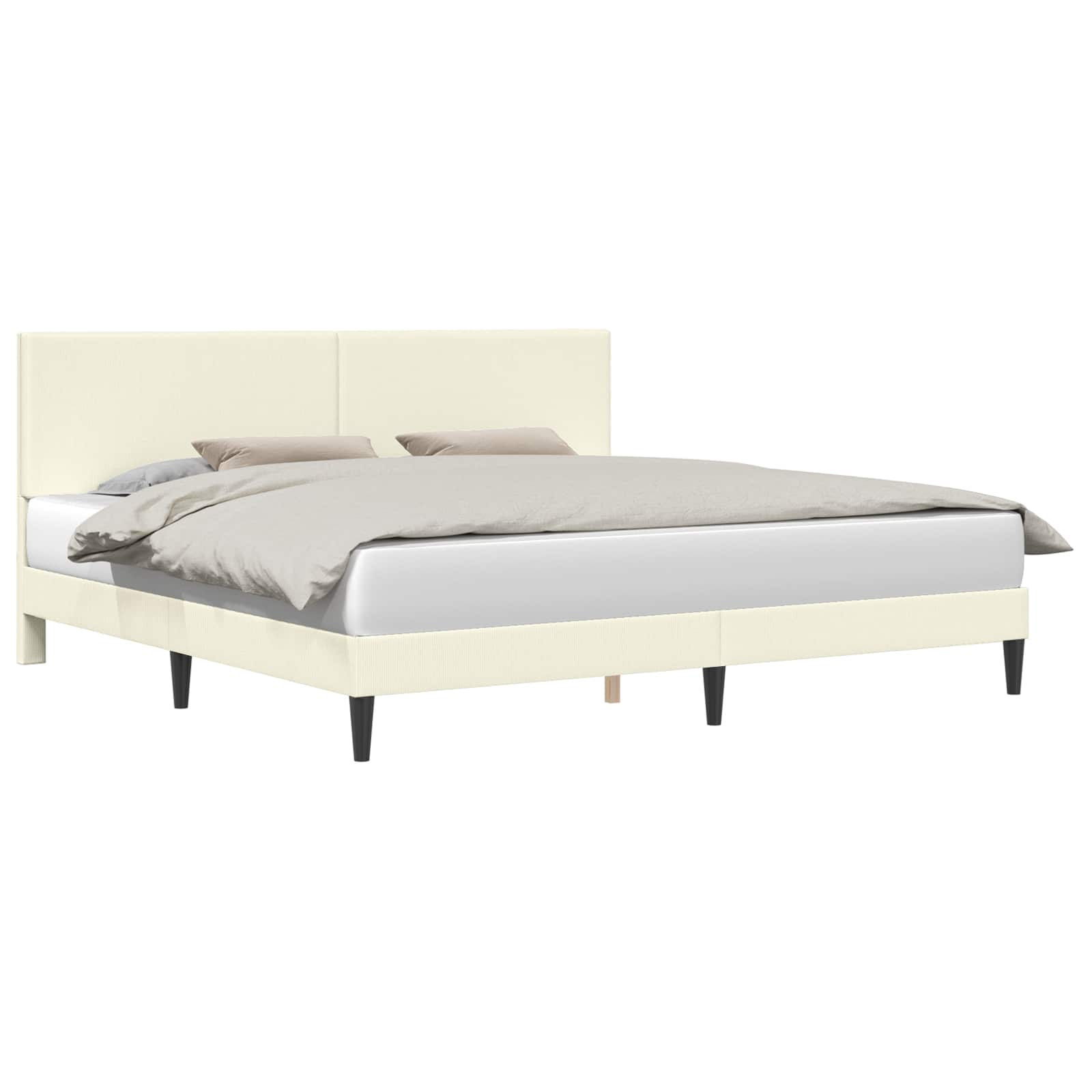 Cadre de lit Crème 200 x 200 cm Tissu en velours côtelé