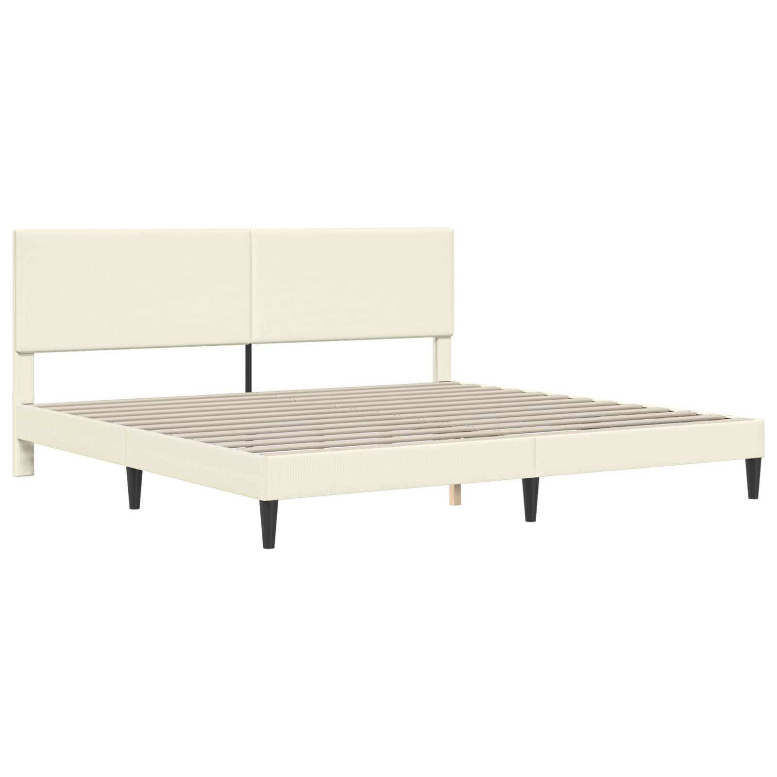 Cadre de lit Crème 200 x 200 cm Tissu en velours côtelé