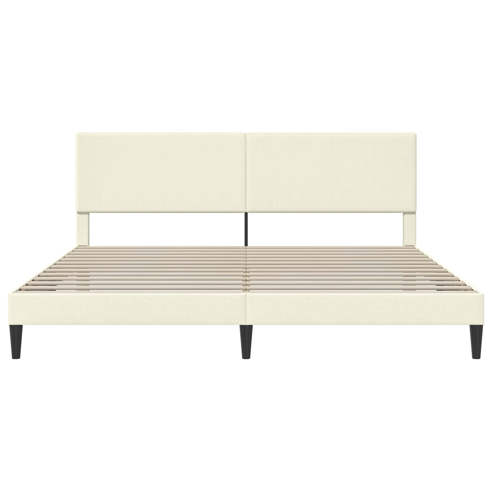 Cadre de lit Crème 200 x 200 cm Tissu en velours côtelé