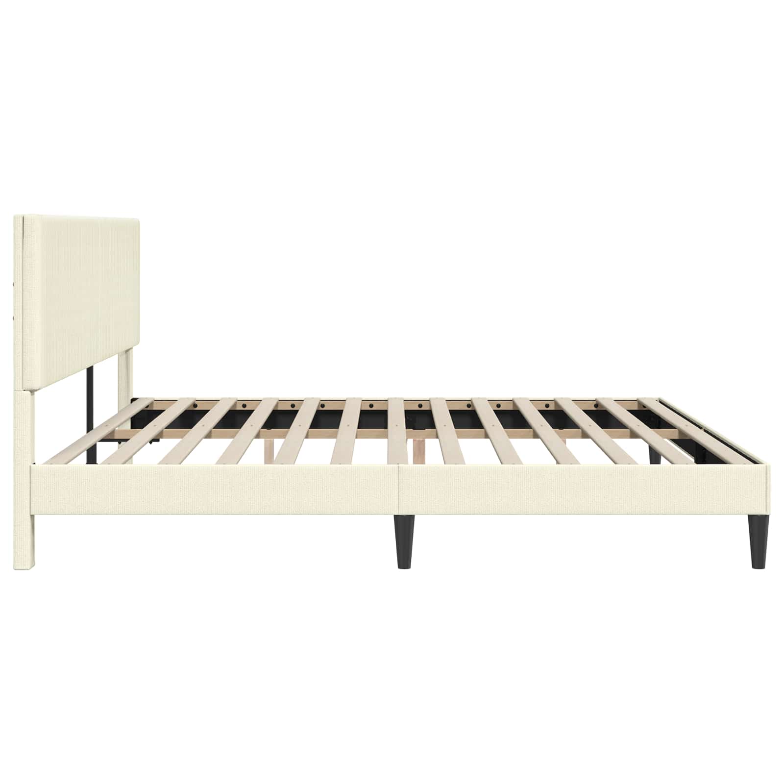 Cadre de lit Crème 200 x 200 cm Tissu en velours côtelé