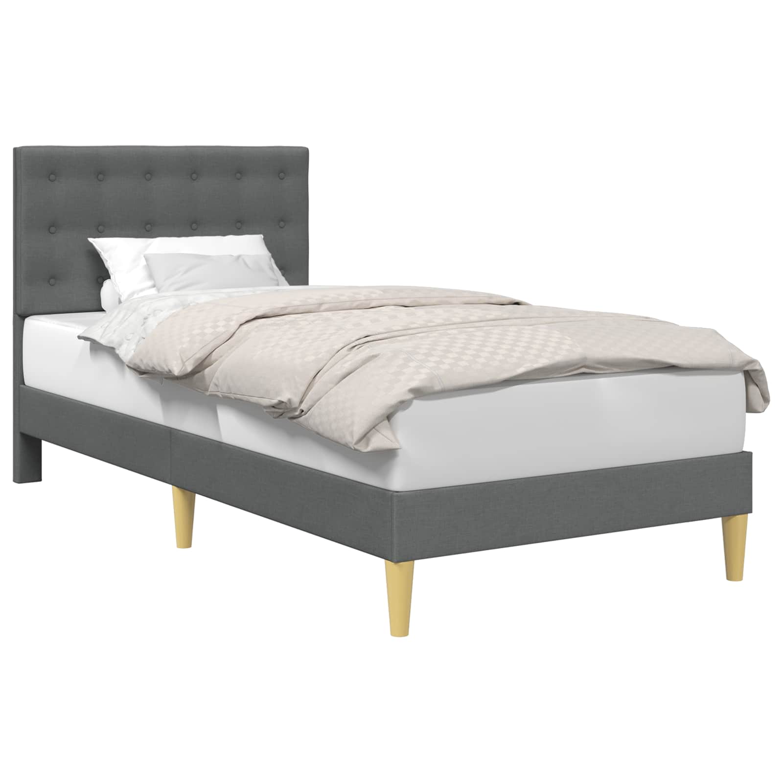 Cadre de lit avec tête de lit Gris foncé 80 x 200 cm Tissu - XIOS