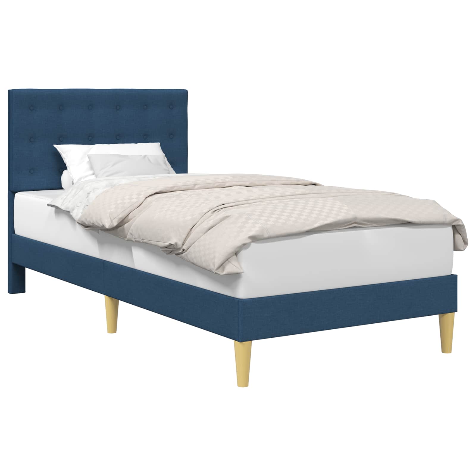 Cadre de lit avec tête de lit Bleu 90 x 190 cm Tissu - XIOS