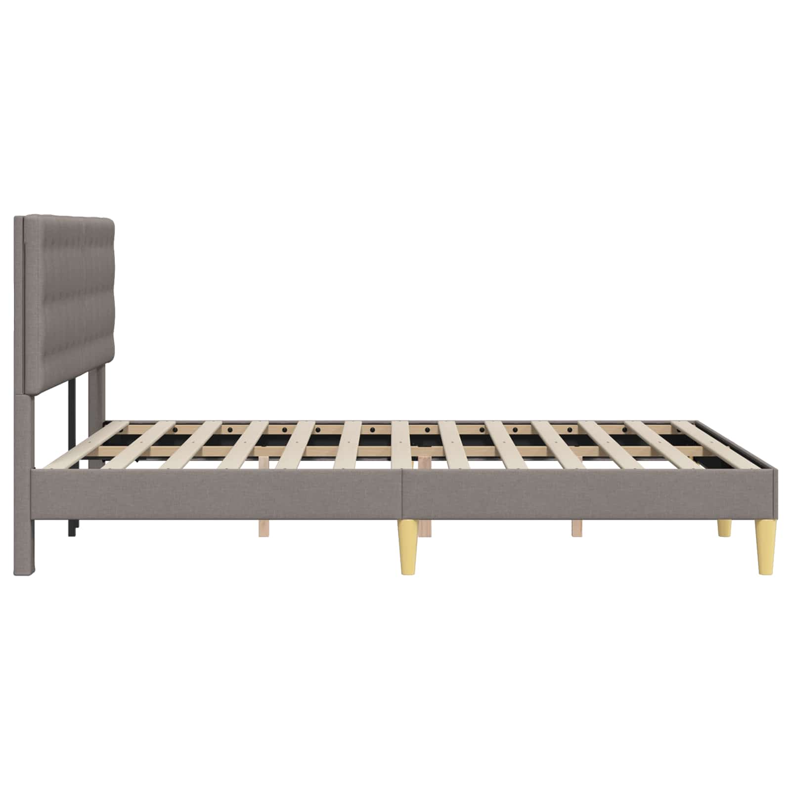 Cadre de lit avec tête de lit Taupe 140 x 190 cm Tissu - XIOS