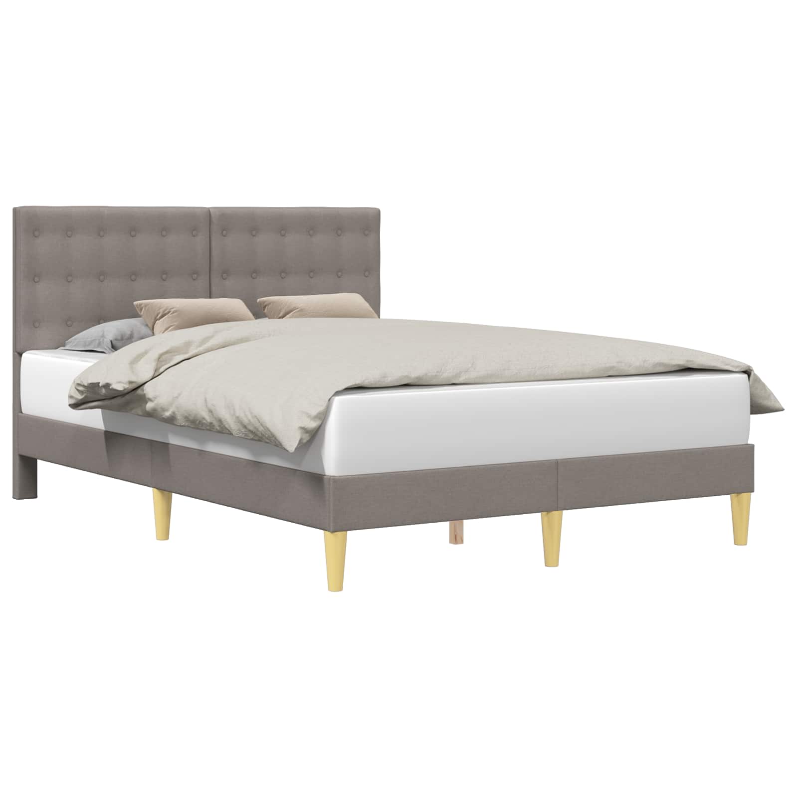 Cadre de lit avec tête de lit Taupe 140 x 200 cm Tissu - XIOS