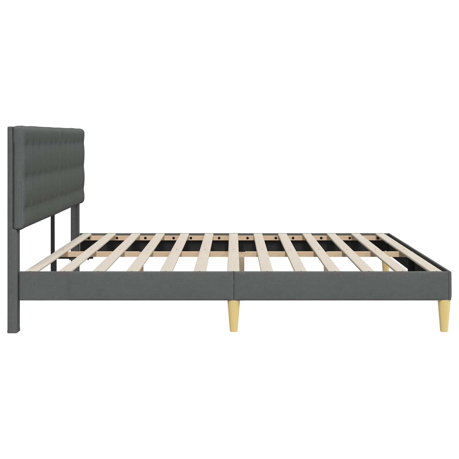 Cadre de lit avec tête de lit Gris foncé 180 x 200 cm Tissu - XIOS