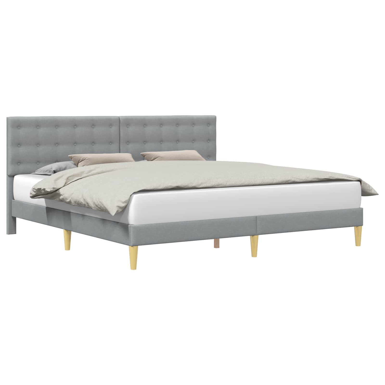 Cadre de lit avec tête de lit Gris clair 200 x 200 cm Tissu - XIOS