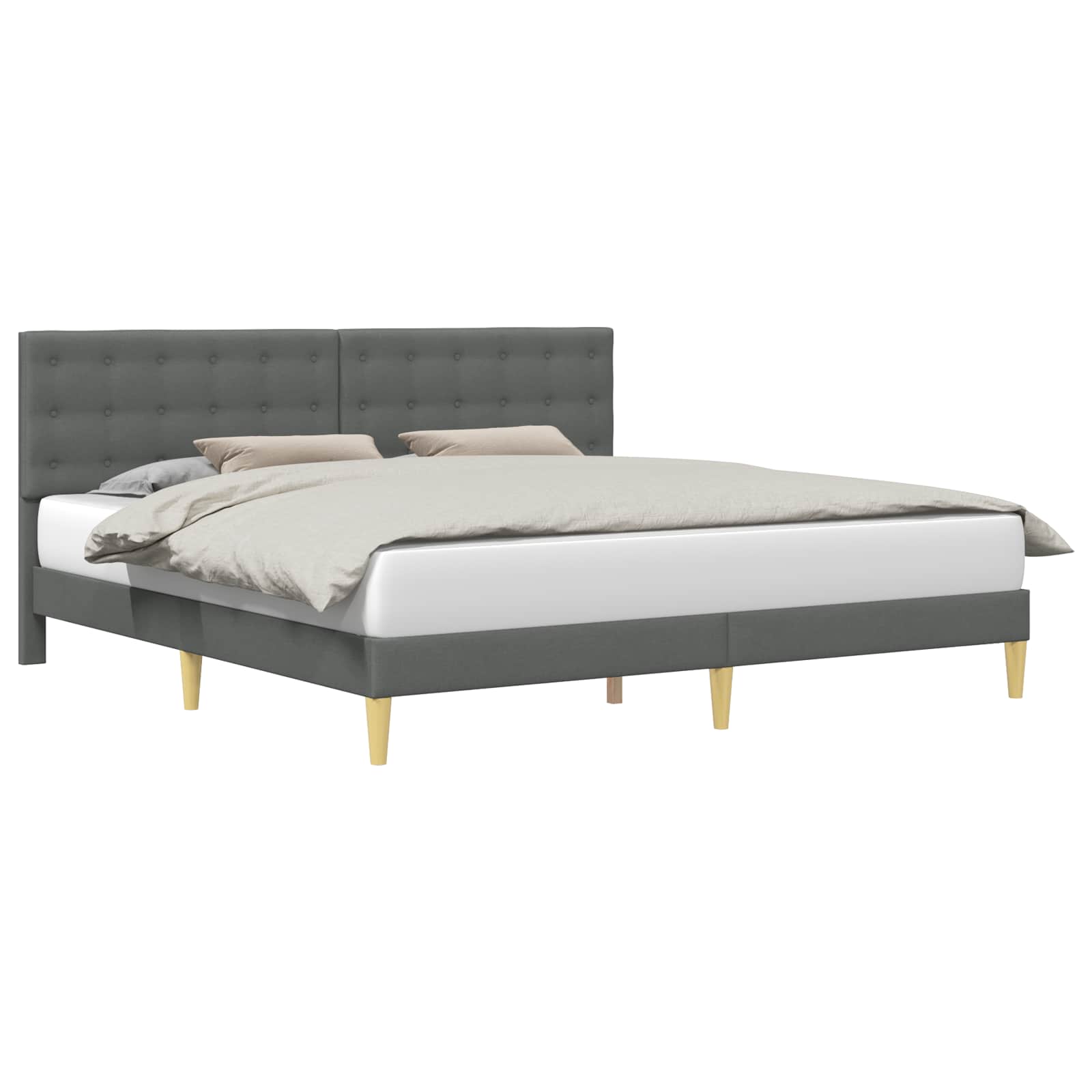 Cadre de lit avec tête de lit Gris foncé 200 x 200 cm Tissu - XIOS