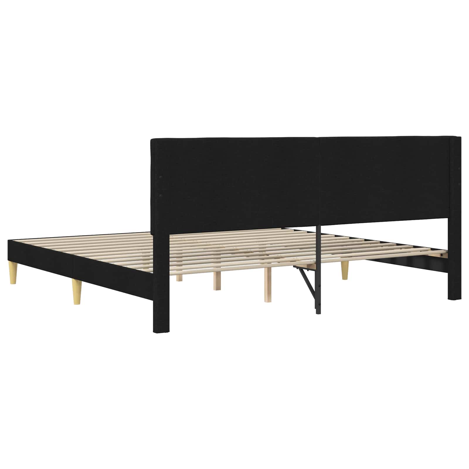 Cadre de lit avec tête de lit Noir 200 x 200 cm Tissu - XIOS