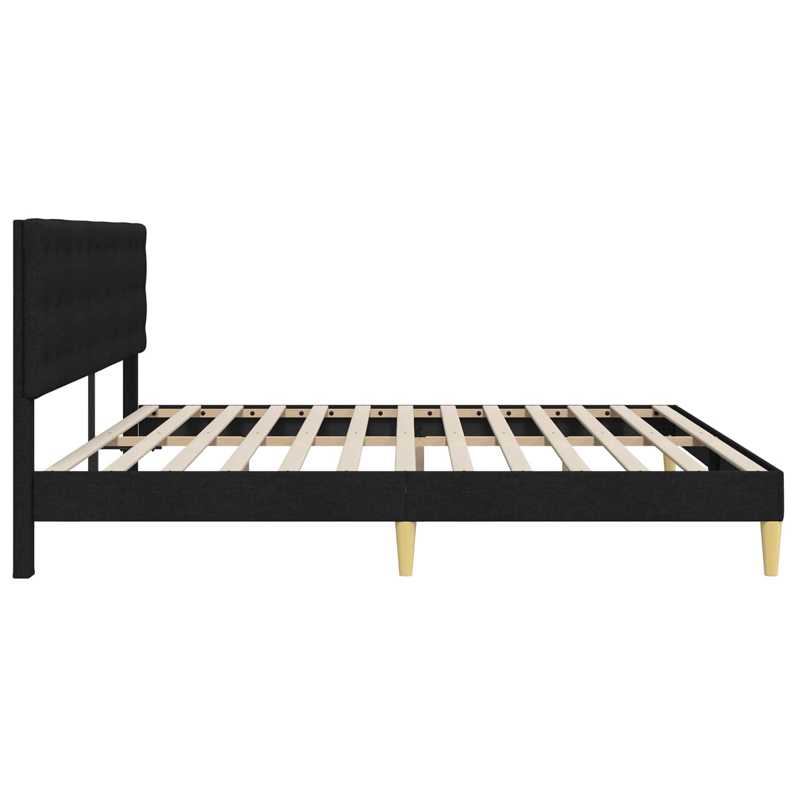 Cadre de lit avec tête de lit Noir 200 x 200 cm Tissu - XIOS