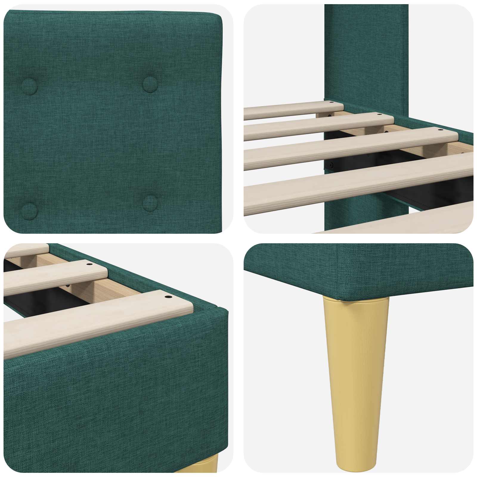 Cadre de lit avec tête de lit Vert foncé 200 x 200 cm Tissu - XIOS
