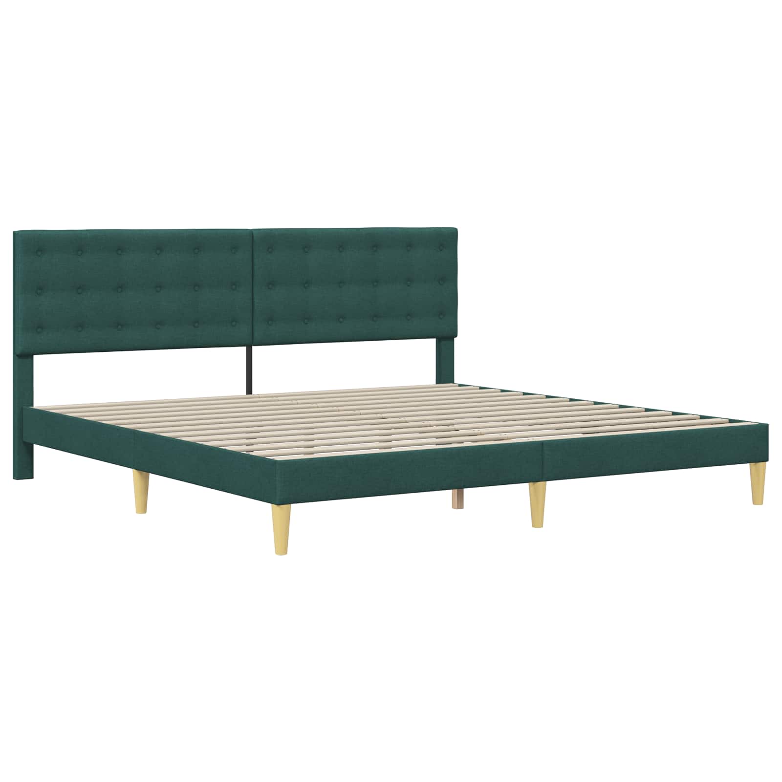 Cadre de lit avec tête de lit Vert foncé 200 x 200 cm Tissu - XIOS
