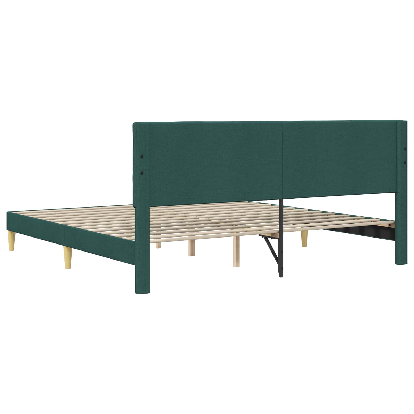 Cadre de lit avec tête de lit Vert foncé 200 x 200 cm Tissu - XIOS