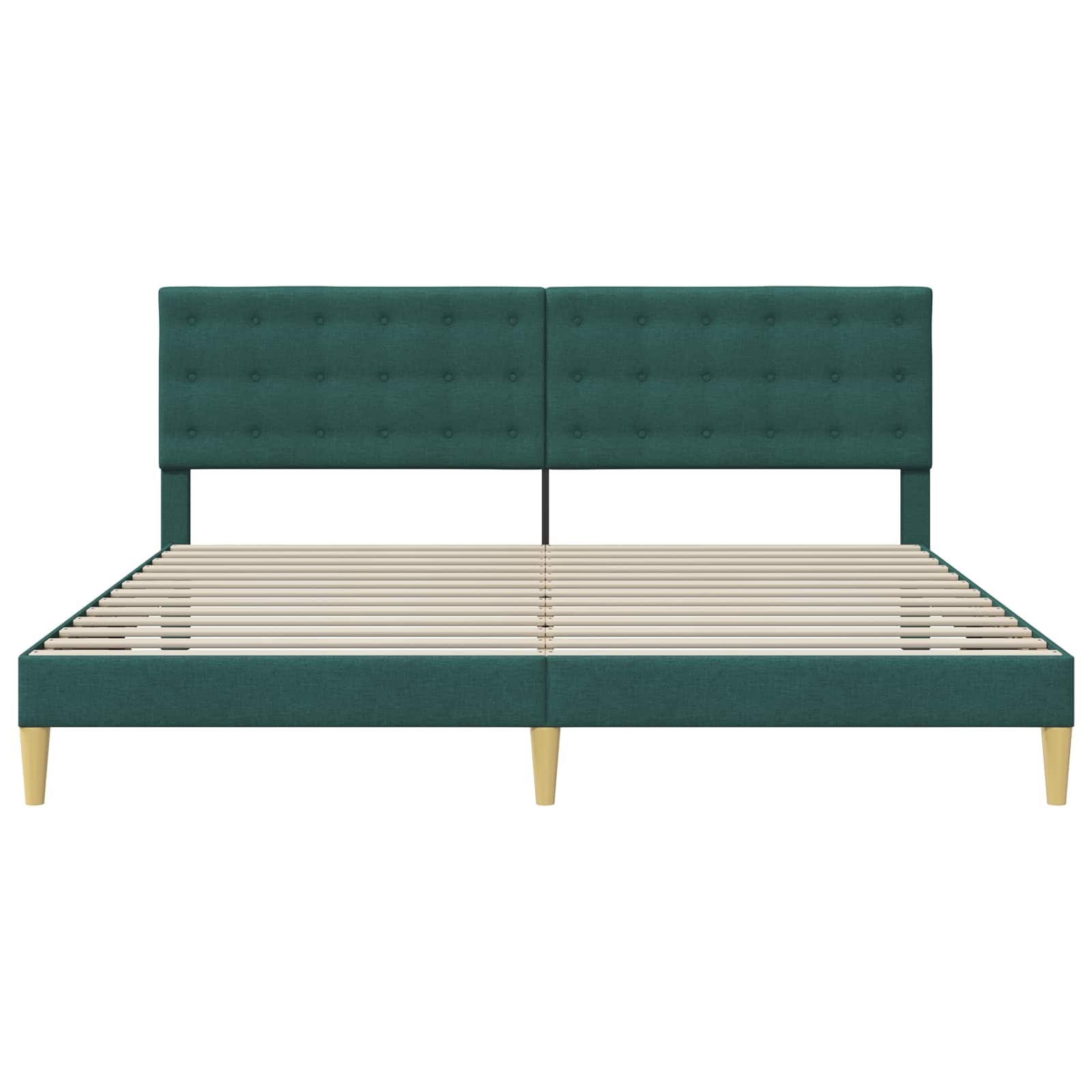 Cadre de lit avec tête de lit Vert foncé 200 x 200 cm Tissu - XIOS