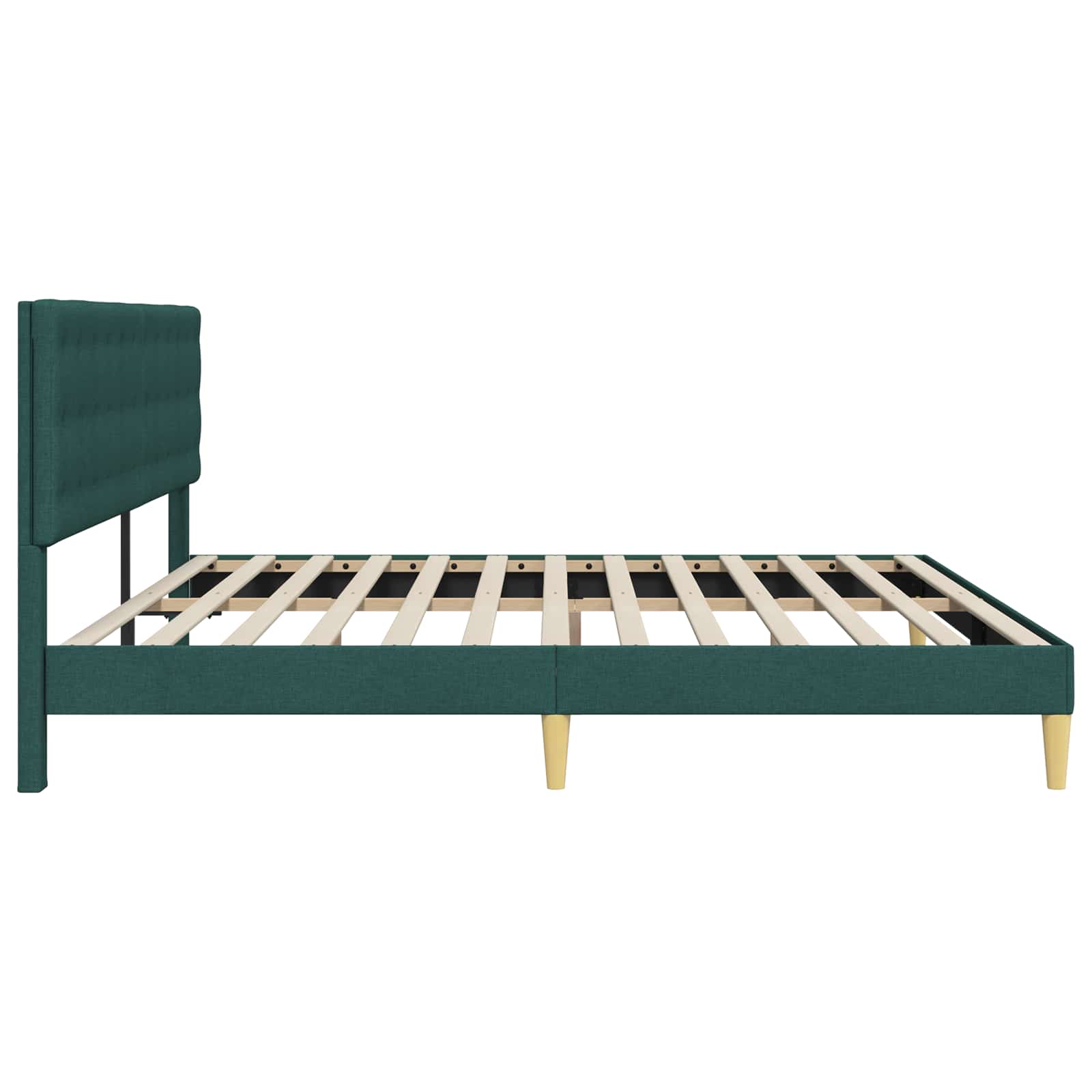 Cadre de lit avec tête de lit Vert foncé 200 x 200 cm Tissu - XIOS