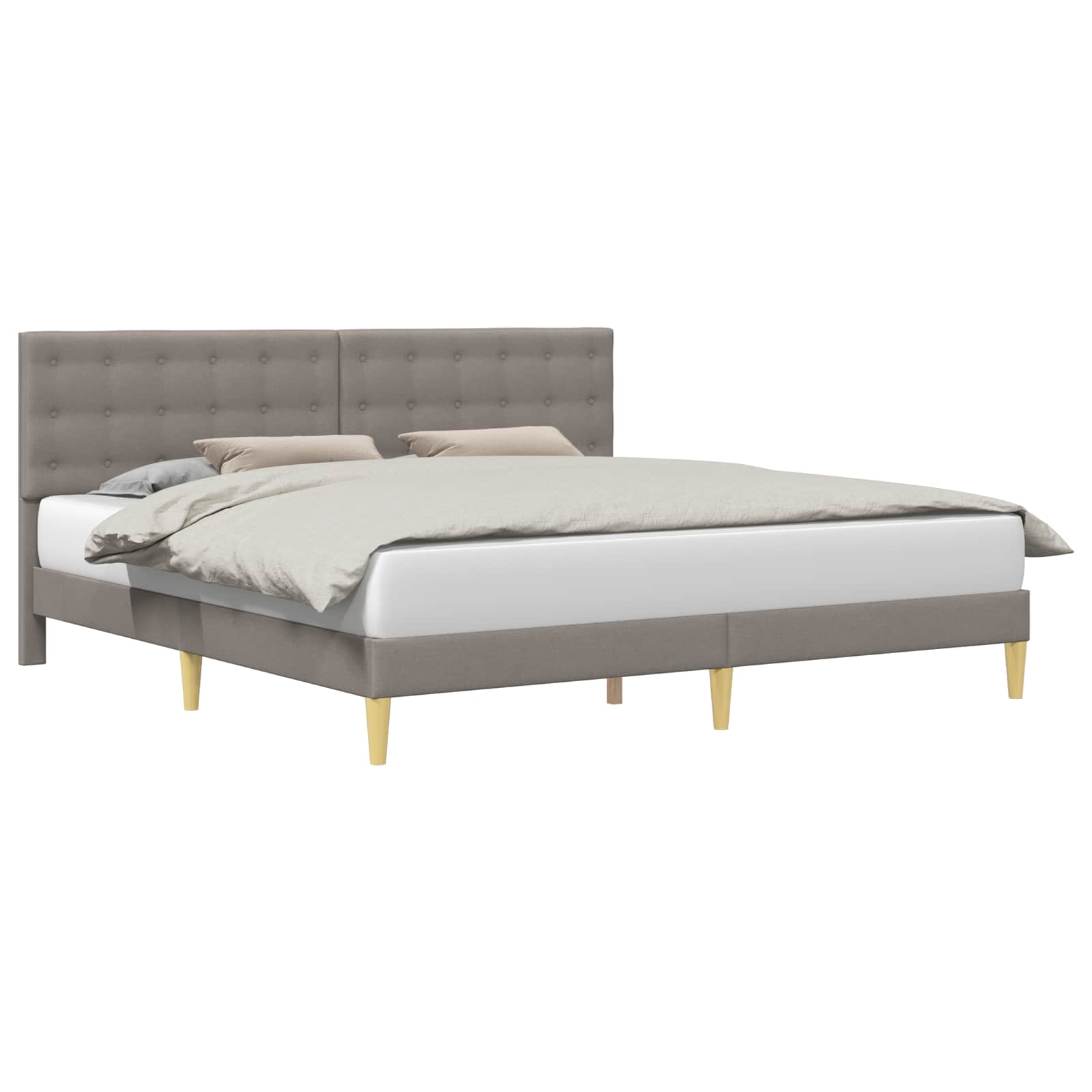 Cadre de lit avec tête de lit Taupe 200 x 200 cm Tissu - XIOS