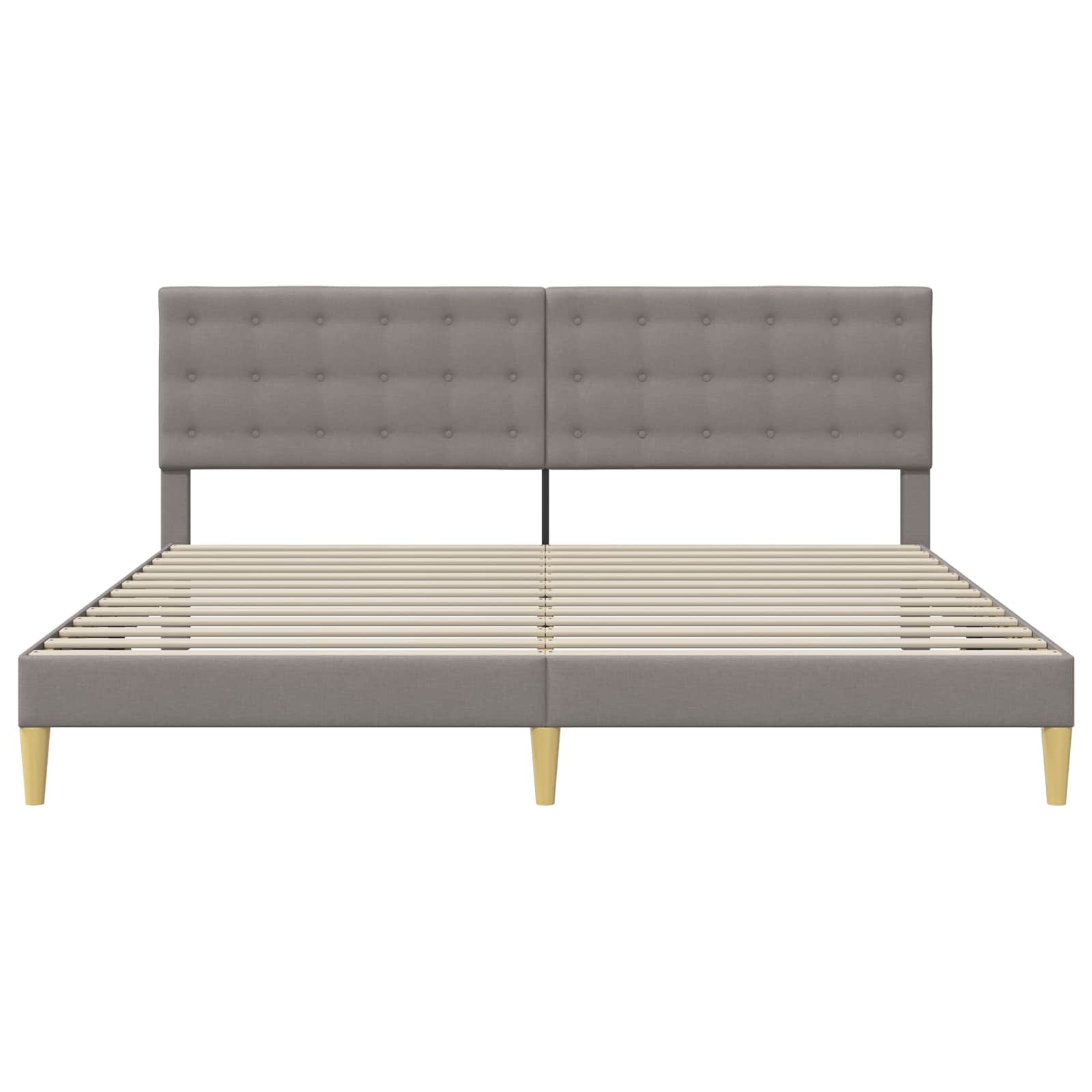 Cadre de lit avec tête de lit Taupe 200 x 200 cm Tissu - XIOS