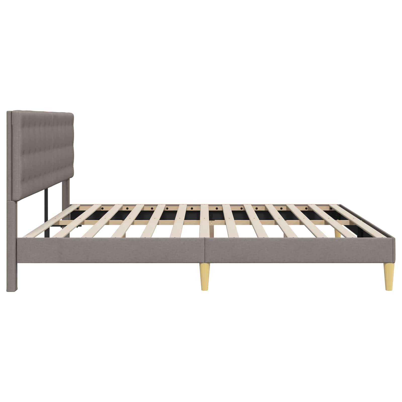 Cadre de lit avec tête de lit Taupe 200 x 200 cm Tissu - XIOS