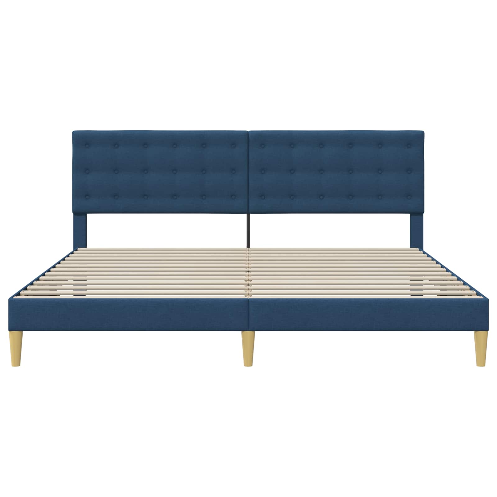 Cadre de lit avec tête de lit Bleu 200 x 200 cm Tissu - XIOS