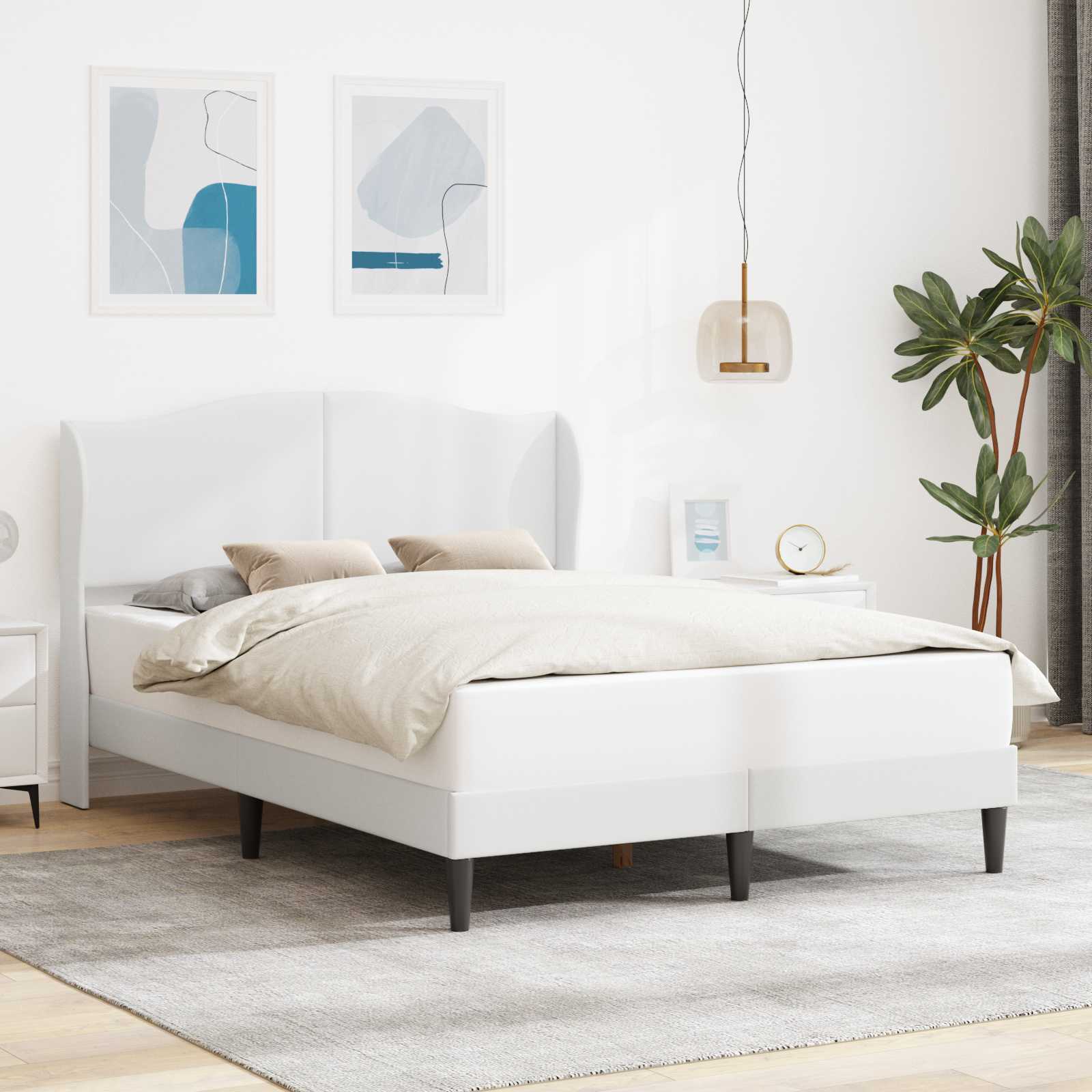 Cadre de lit avec tête de lit Blanc 120 x 190 cm Simili cuir - XIOS