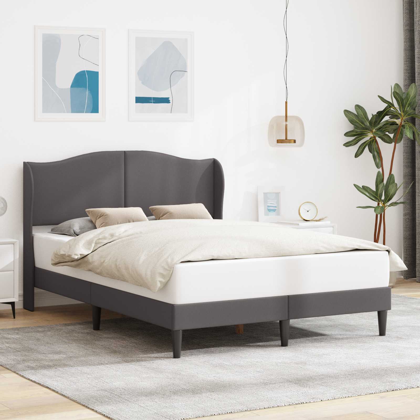 Cadre de lit avec tête de lit Gris 160 x 200 cm Simili cuir - XIOS