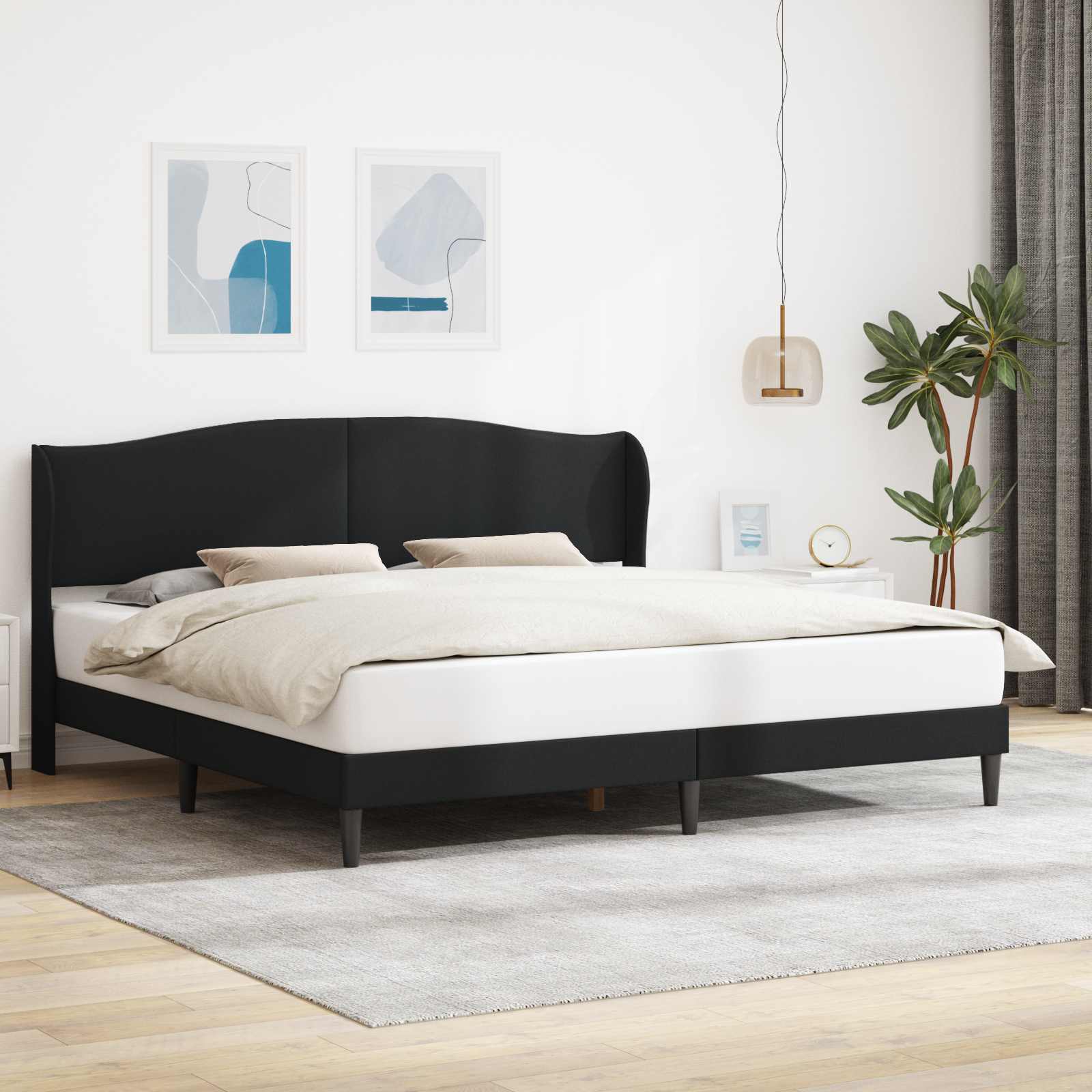 Cadre de lit avec tête de lit Noir 180 x 200 cm Simili cuir - XIOS