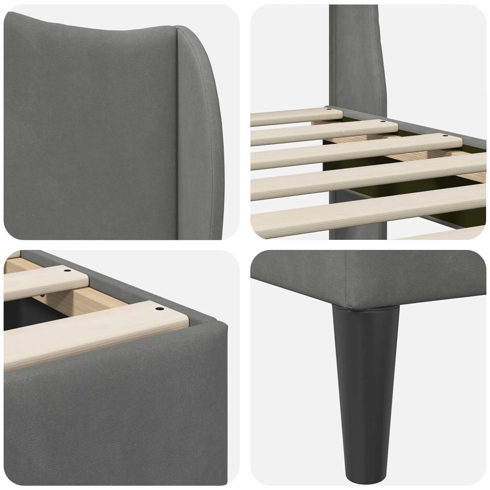 Cadre de lit avec tête de lit Gris foncé 120 x 190 cm Velours - XIOS