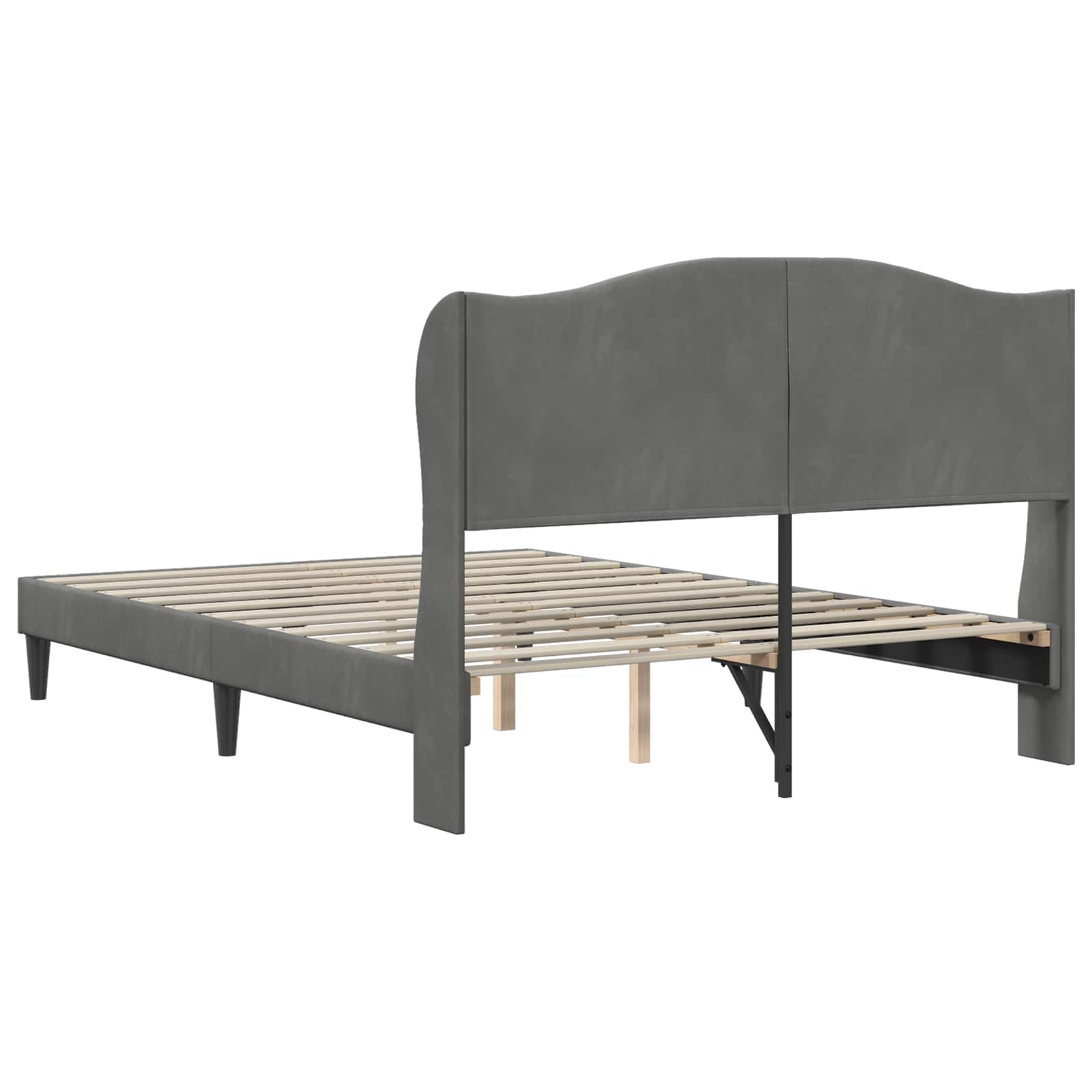 Cadre de lit avec tête de lit Gris foncé 120 x 190 cm Velours - XIOS