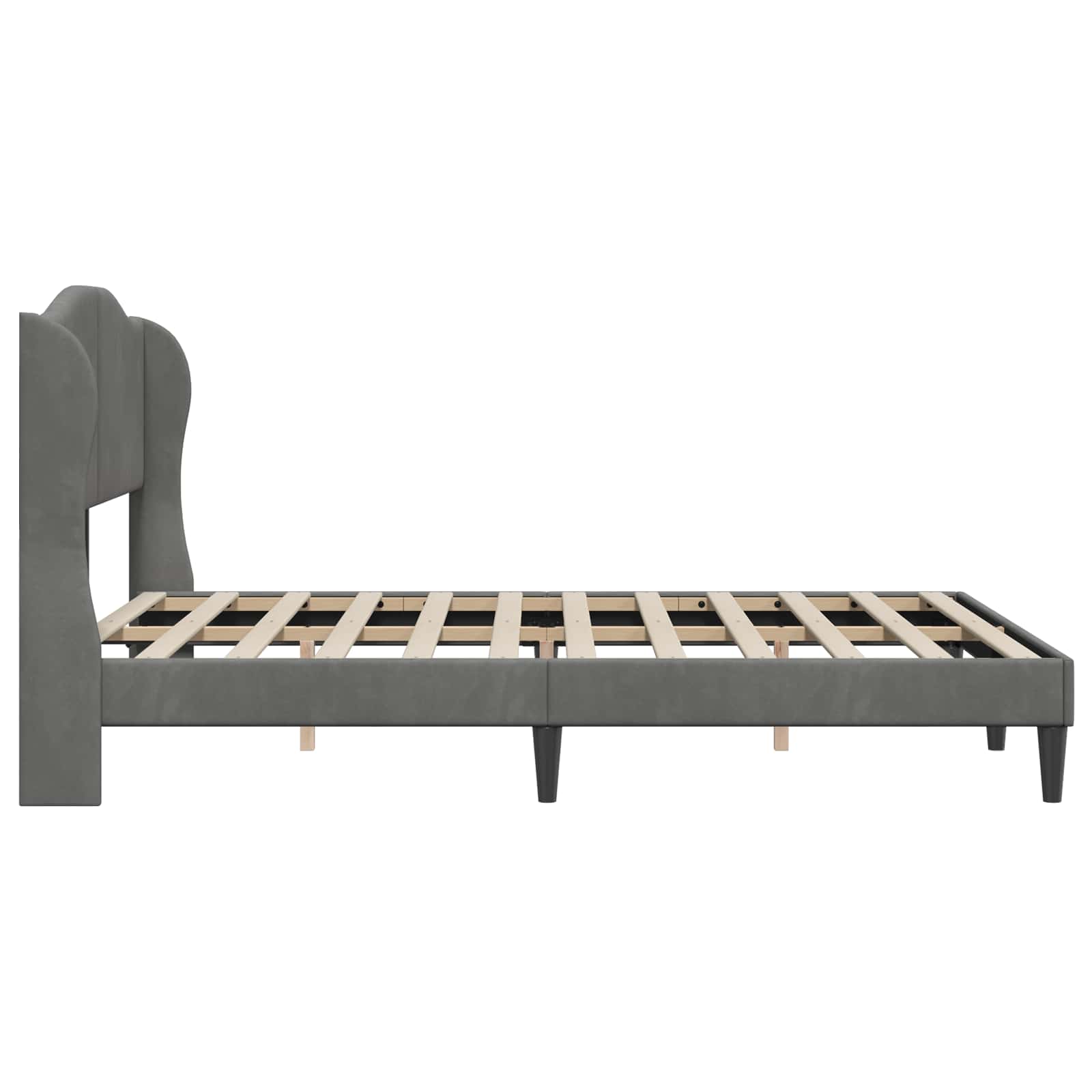 Cadre de lit avec tête de lit Gris foncé 120 x 190 cm Velours - XIOS