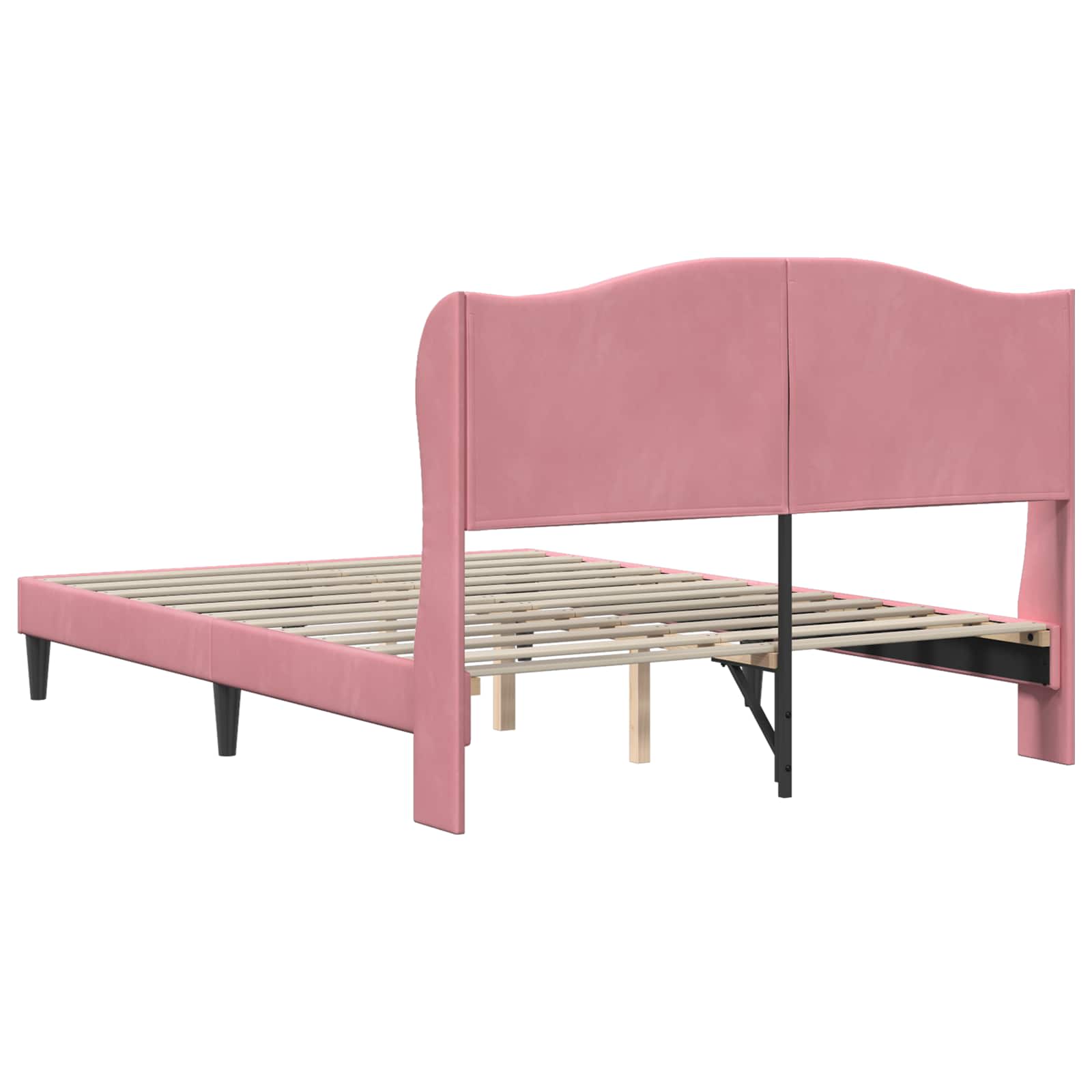 Cadre de lit avec tête de lit Rose 140 x 190 cm Velours - XIOS
