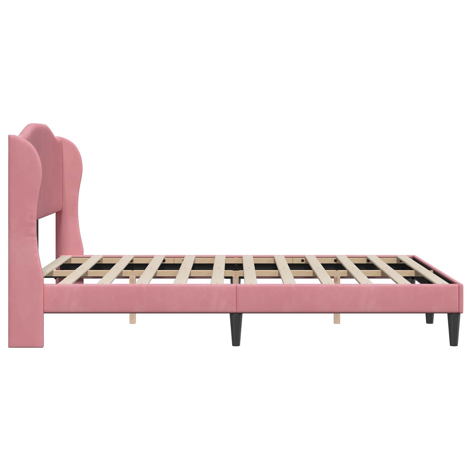 Cadre de lit avec tête de lit Rose 140 x 190 cm Velours - XIOS