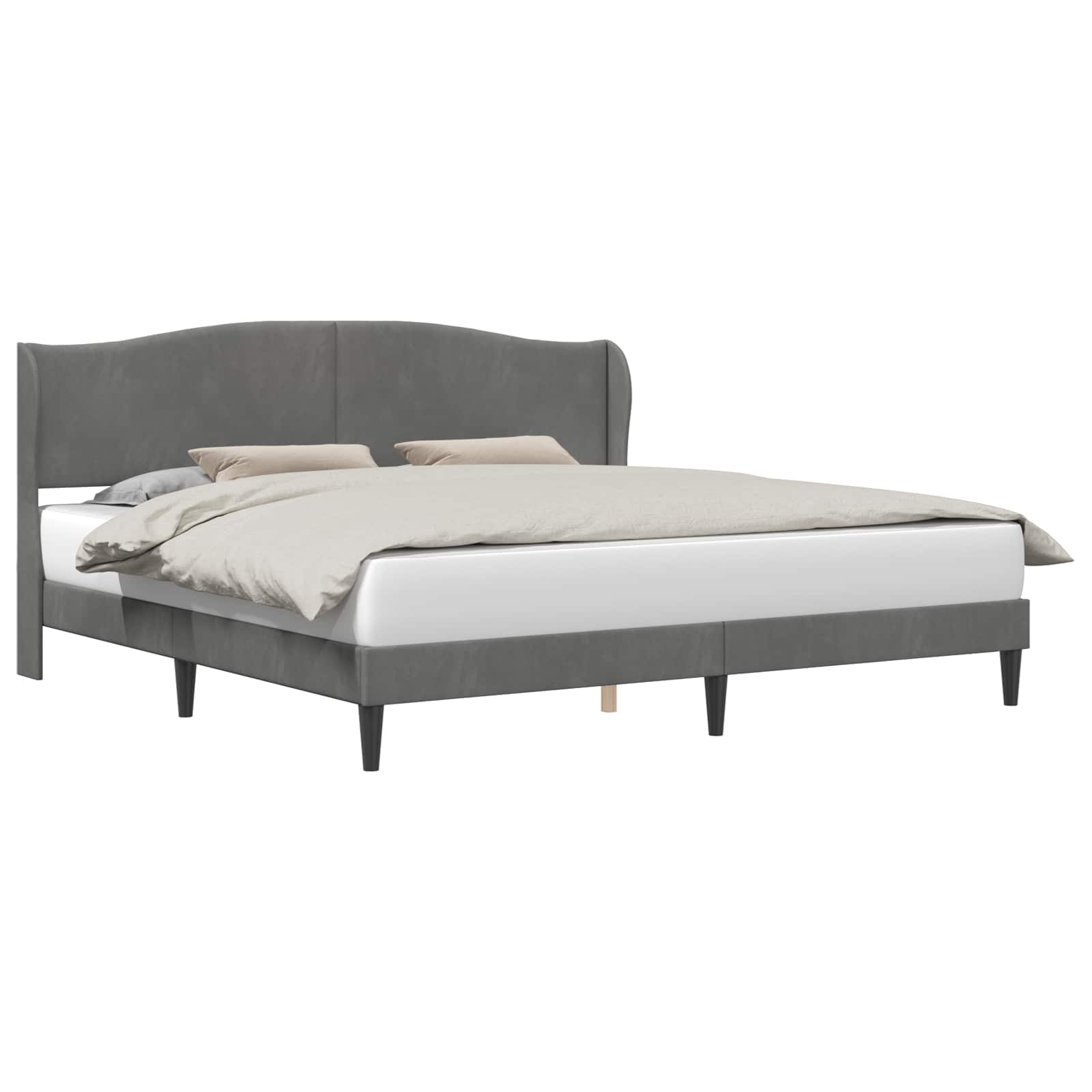 Cadre de lit avec tête de lit Gris foncé 200 x 200 cm Velours - XIOS