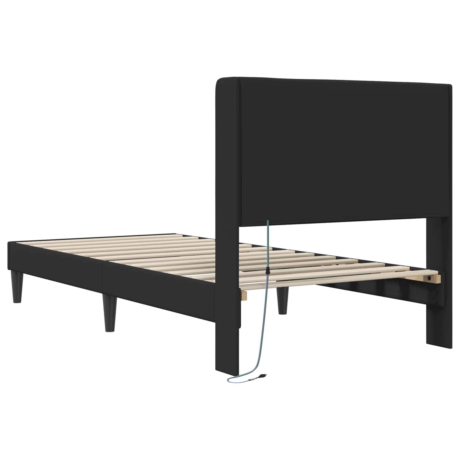 Cadre de lit avec bandes LED Noir 80 x 200 cm Simili cuir - XIOS