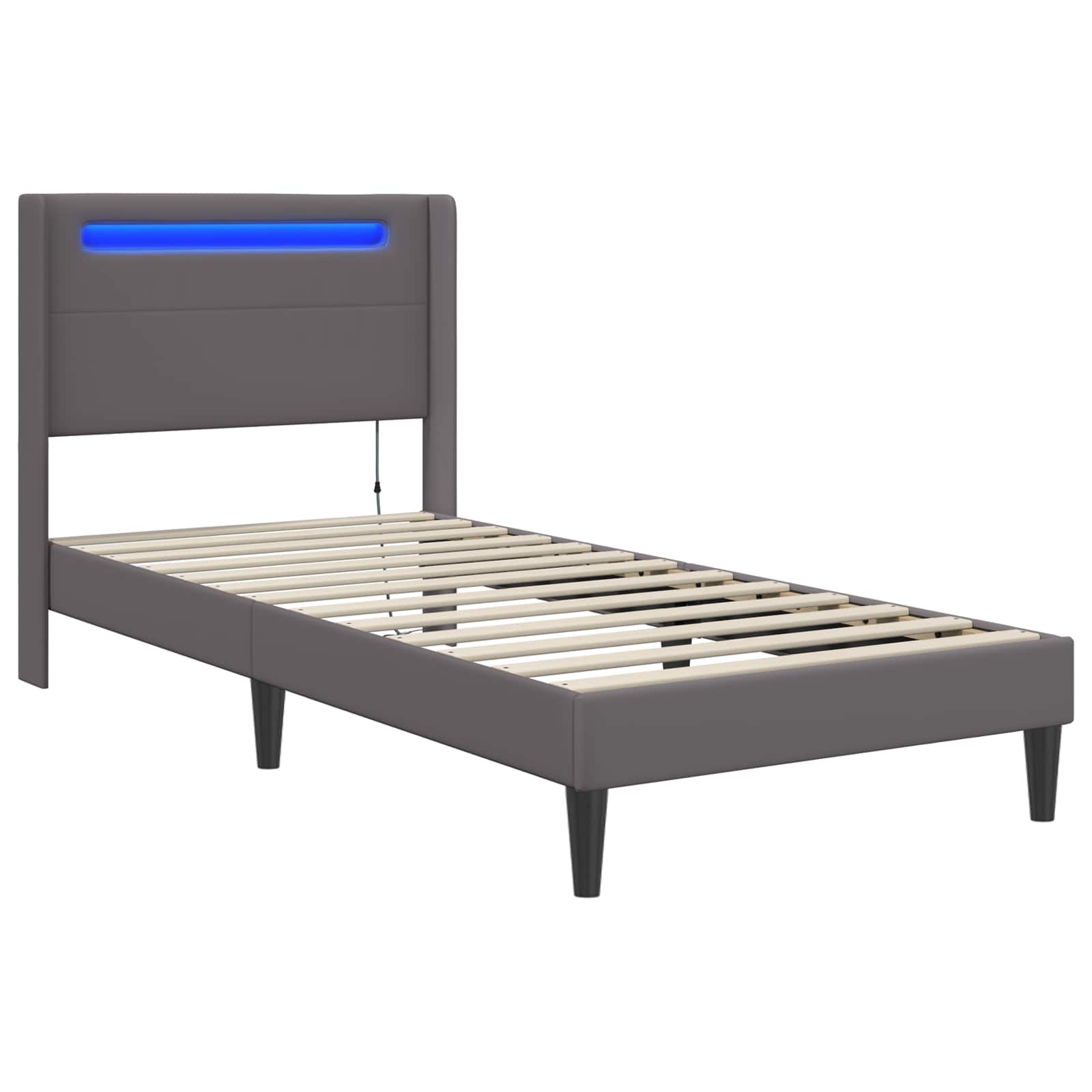 Cadre de lit avec bandes LED Gris 90 x 200 cm Simili cuir - XIOS